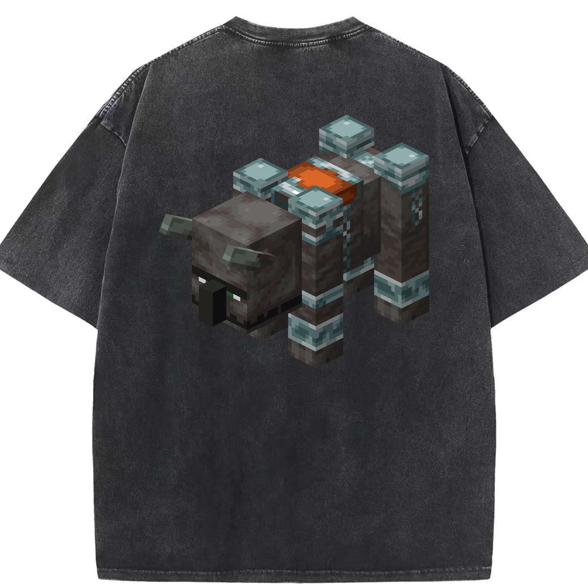（画像用） マインクラフト ブロックの世界 Minecraft MC Block world 綿100% ヴィンテージ風 半袖Tシャツ（背面プリント）