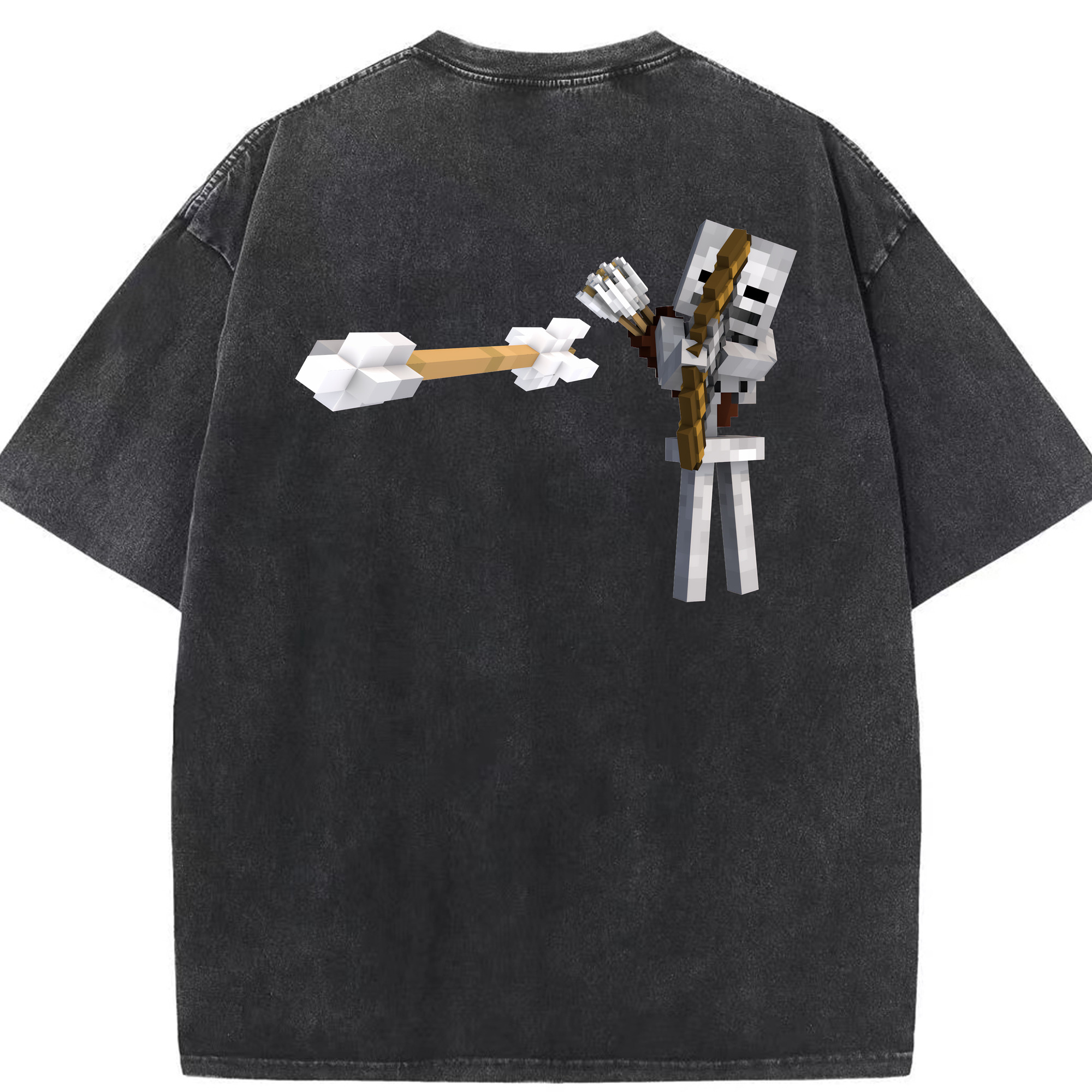 （画像用） マインクラフト ブロックの世界 Minecraft MC Block world 綿100% ヴィンテージ風 半袖Tシャツ（背面プリント）