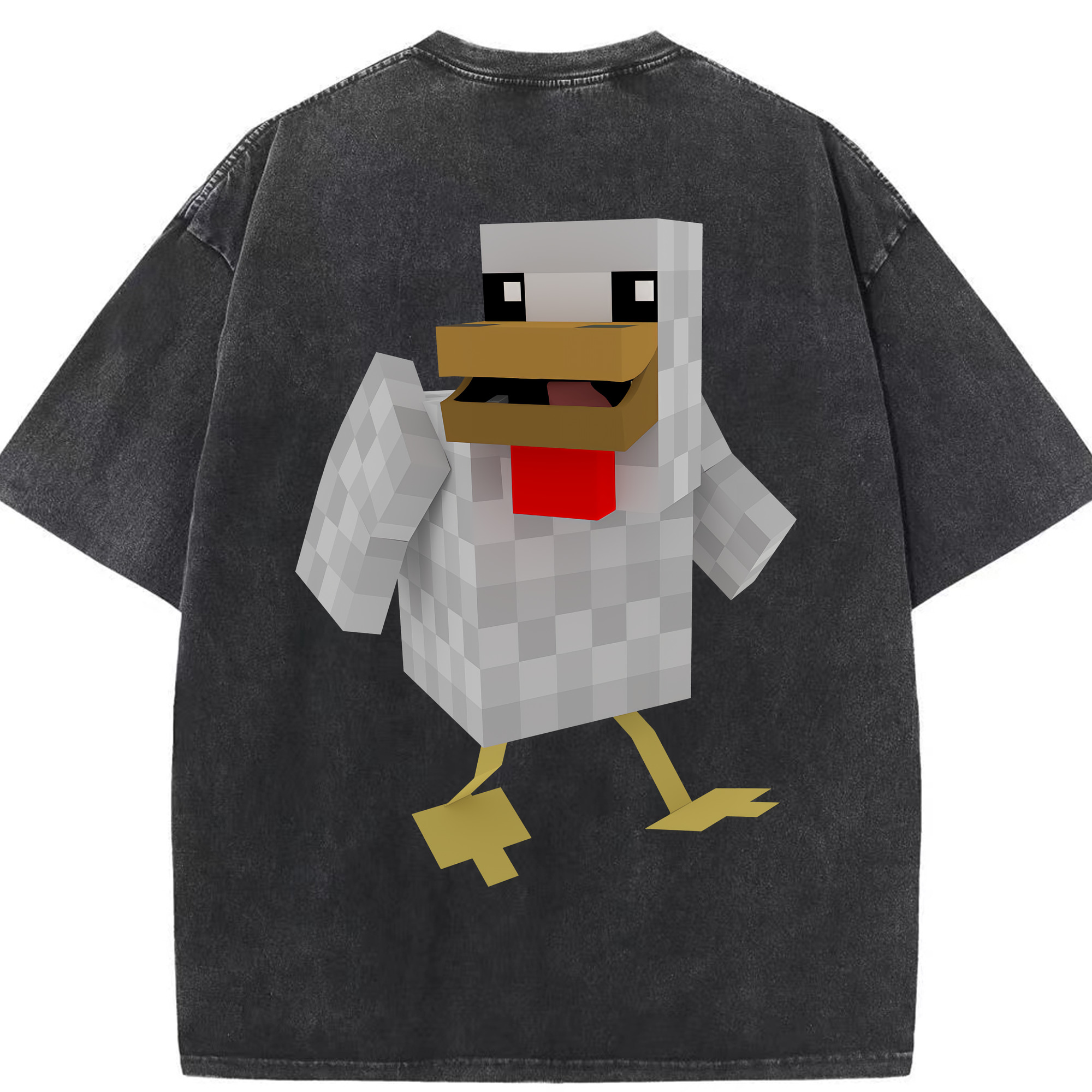 （画像用） マインクラフト ブロックの世界 Minecraft MC Block world 綿100% ヴィンテージ風 半袖Tシャツ（背面プリント）