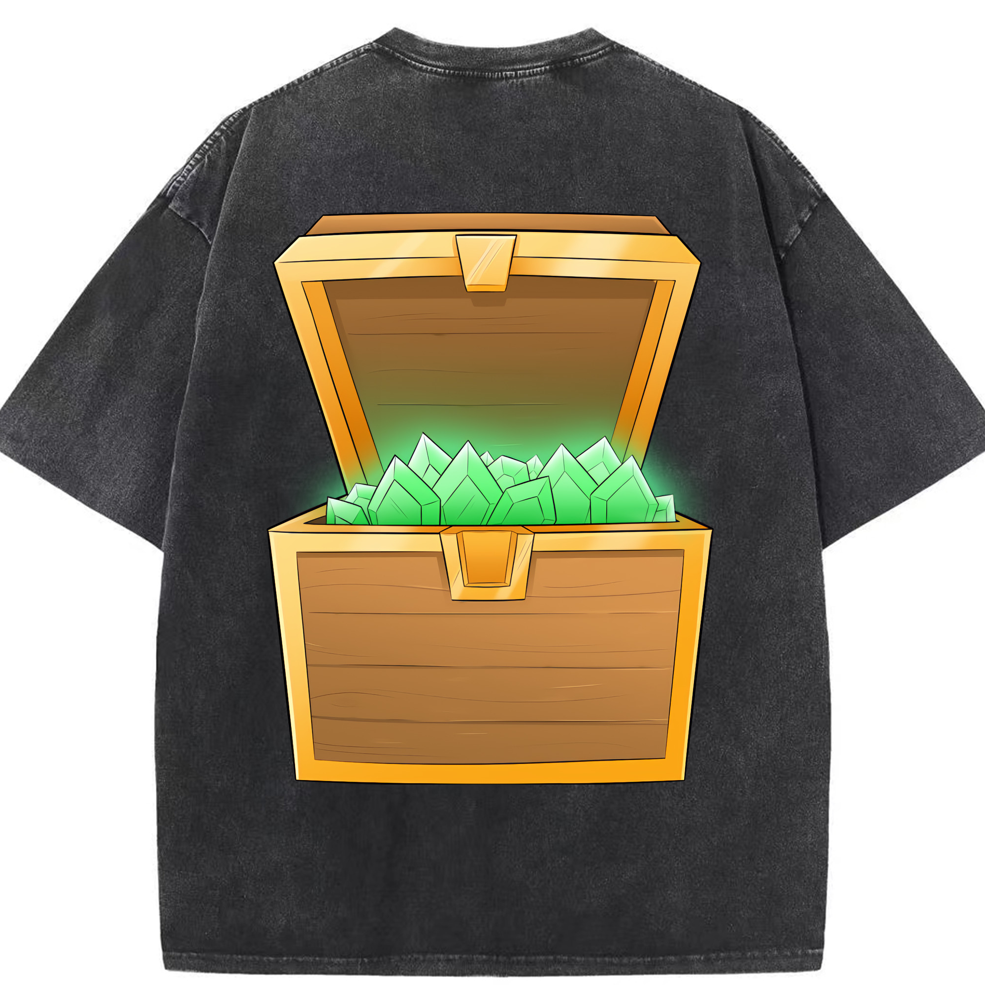 （画像用） マインクラフト ブロックの世界 Minecraft MC Block world 綿100% ヴィンテージ風 半袖Tシャツ（背面プリント）