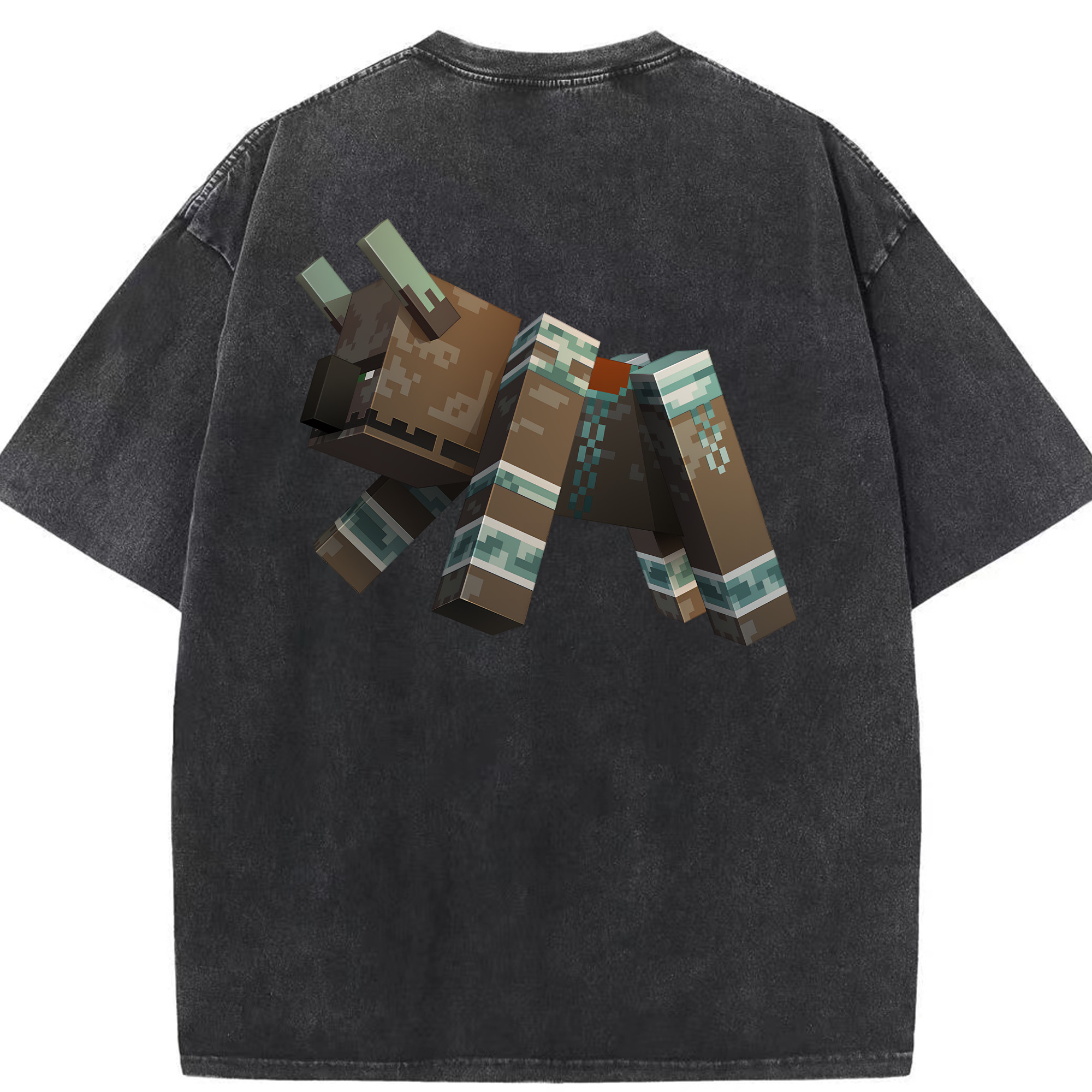 （画像用） マインクラフト ブロックの世界 Minecraft MC Block world 綿100% ヴィンテージ風 半袖Tシャツ（背面プリント）
