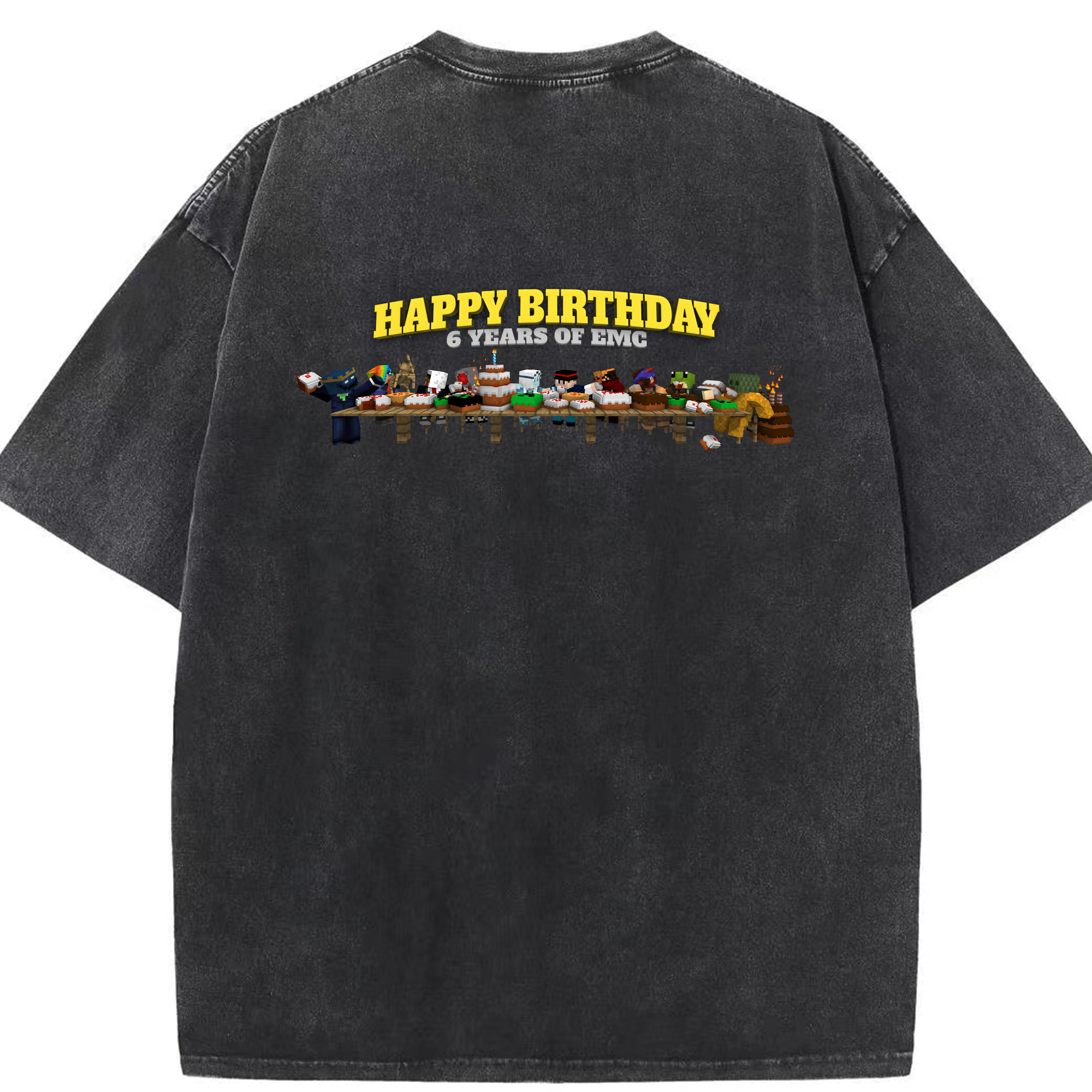 （画像用） マインクラフト ブロックの世界 Minecraft MC Block world 綿100% ヴィンテージ風 半袖Tシャツ（背面プリント）