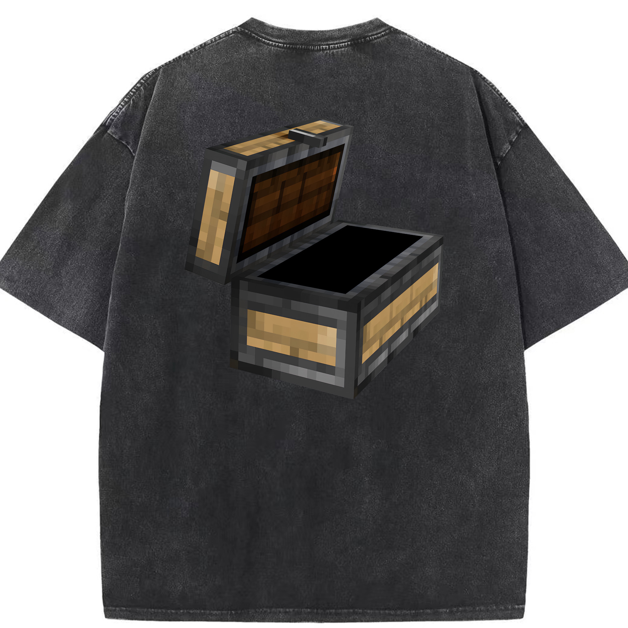 （画像用） マインクラフト ブロックの世界 Minecraft MC Block world 綿100% ヴィンテージ風 半袖Tシャツ（背面プリント）