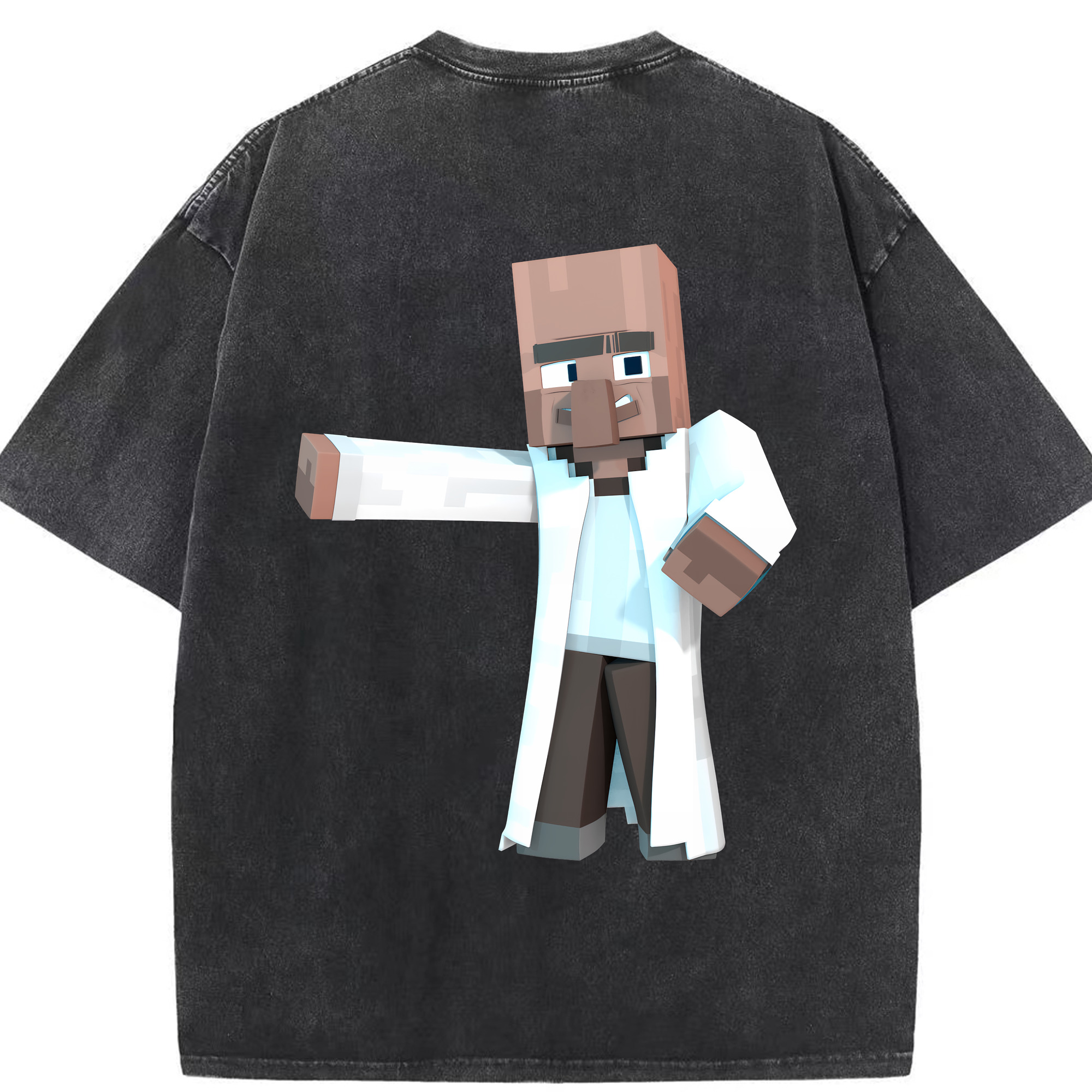（画像用） マインクラフト ブロックの世界 Minecraft MC Block world 綿100% ヴィンテージ風 半袖Tシャツ（背面プリント）