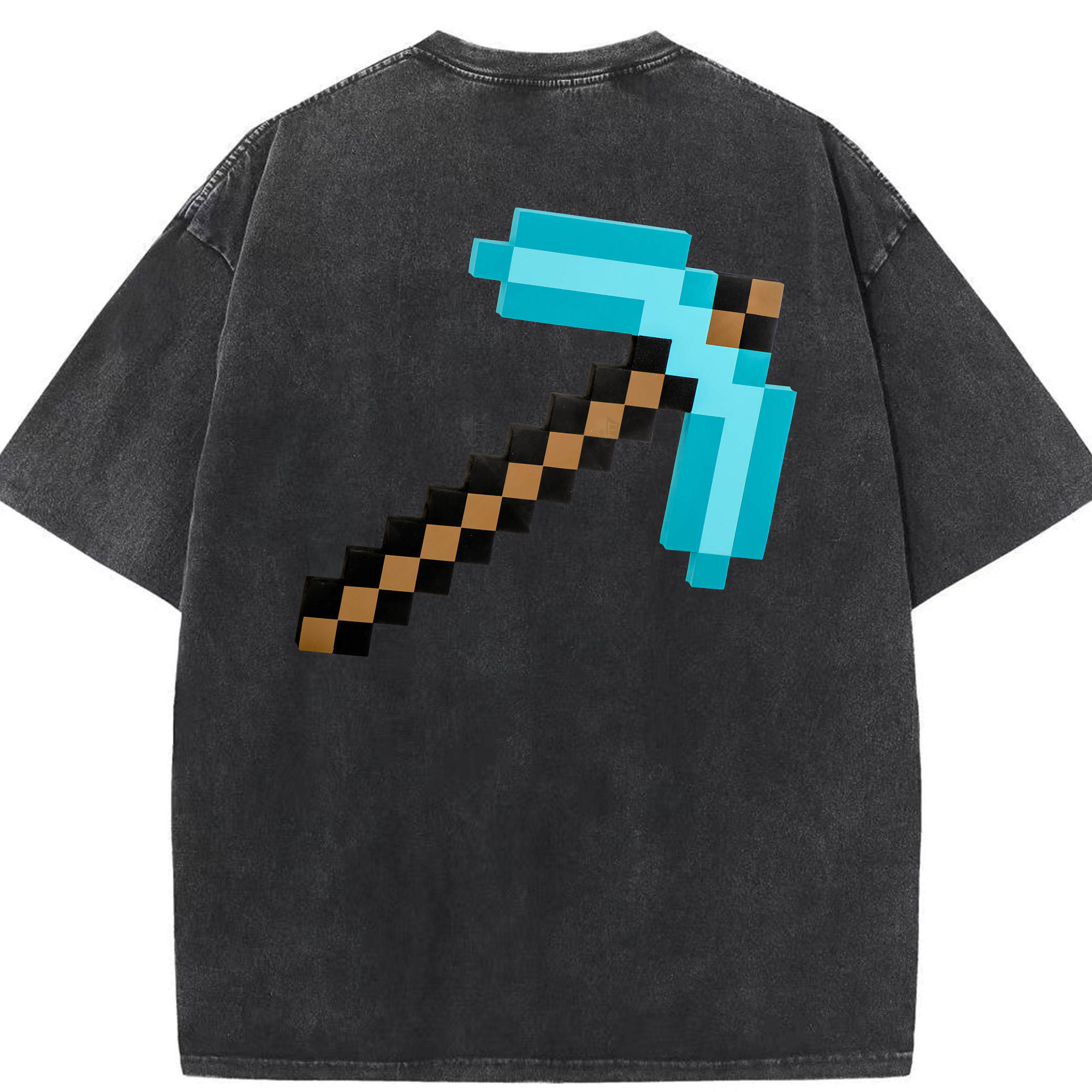 （画像用） マインクラフト ブロックの世界 Minecraft MC Block world 綿100% ヴィンテージ風 半袖Tシャツ（背面プリント）
