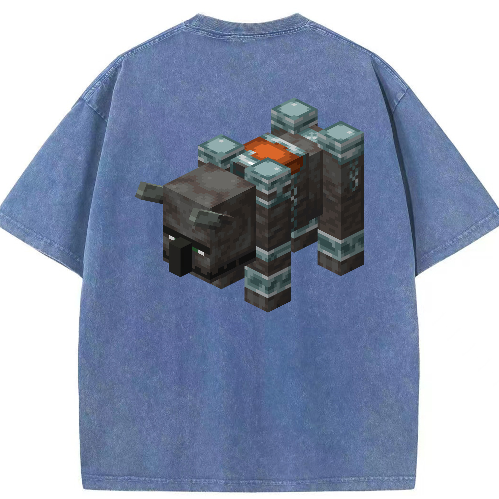 （画像用） マインクラフト ブロックの世界 Minecraft MC Block world 綿100% ヴィンテージ風 半袖Tシャツ（背面プリント）