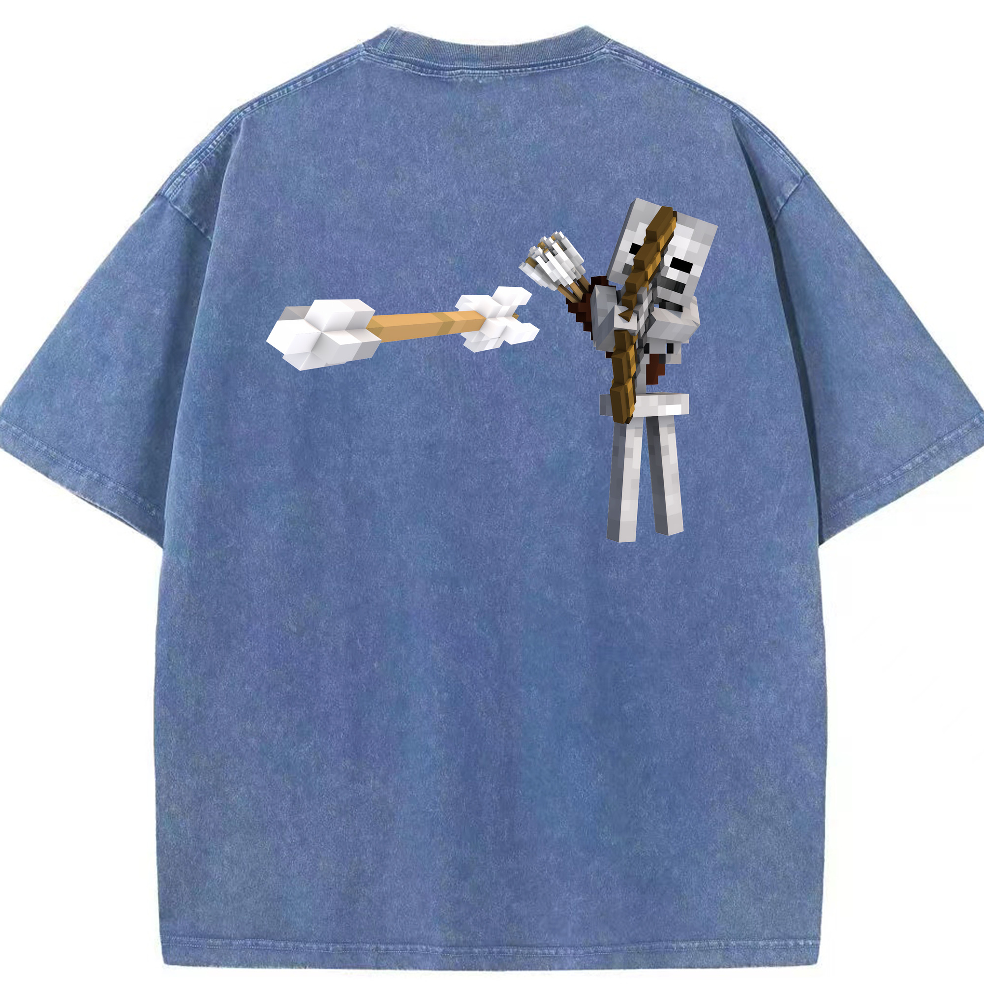 （画像用） マインクラフト ブロックの世界 Minecraft MC Block world 綿100% ヴィンテージ風 半袖Tシャツ（背面プリント）
