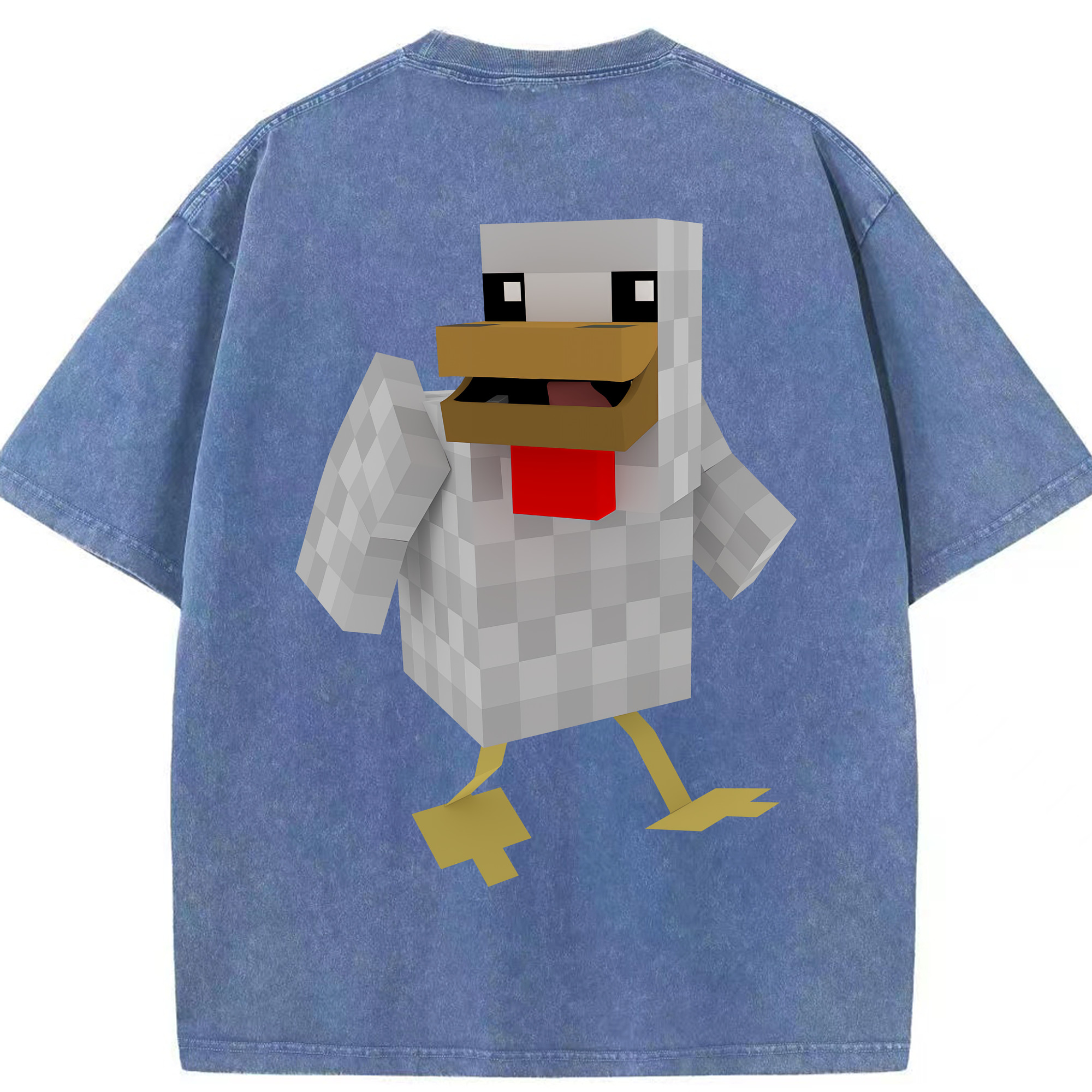 （画像用） マインクラフト ブロックの世界 Minecraft MC Block world 綿100% ヴィンテージ風 半袖Tシャツ（背面プリント）