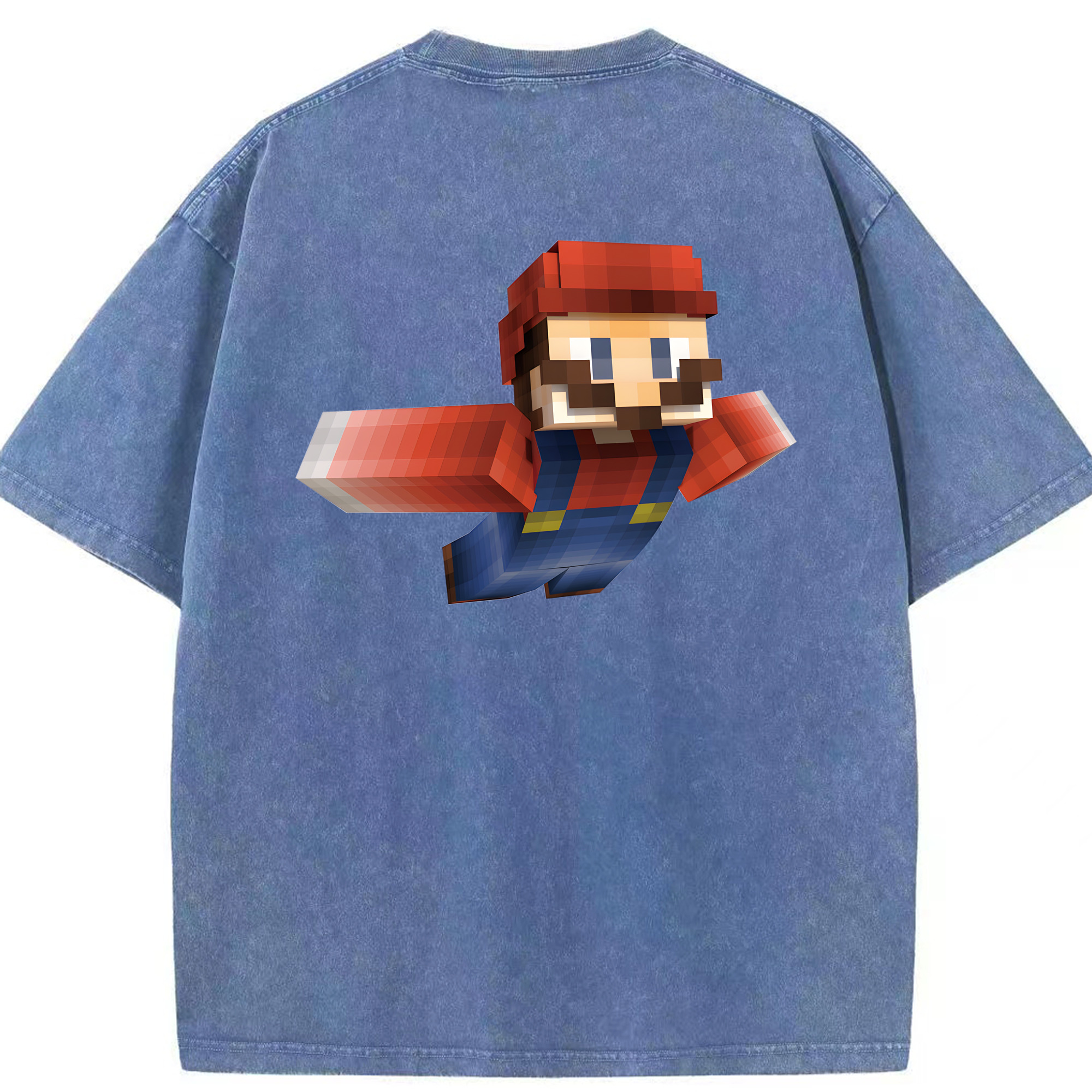 （画像用） マインクラフト ブロックの世界 Minecraft MC Block world 綿100% ヴィンテージ風 半袖Tシャツ（背面プリント）