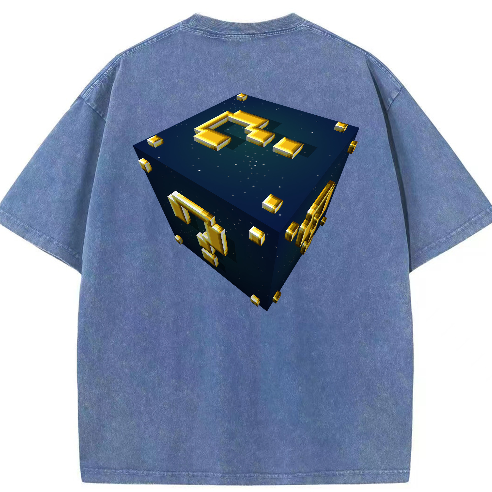 （画像用） マインクラフト ブロックの世界 Minecraft MC Block world 綿100% ヴィンテージ風 半袖Tシャツ（背面プリント）