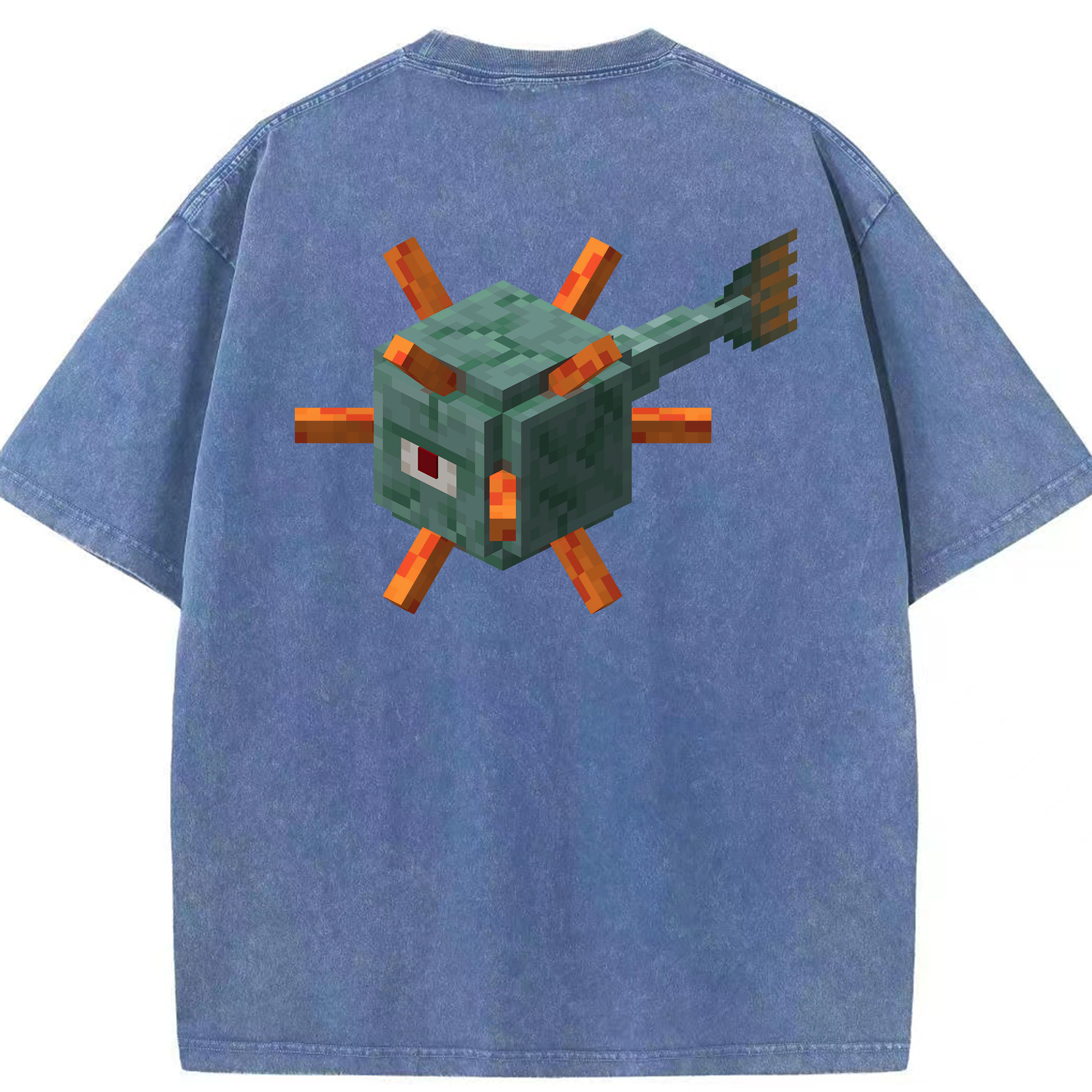 （画像用） マインクラフト ブロックの世界 Minecraft MC Block world 綿100% ヴィンテージ風 半袖Tシャツ（背面プリント）