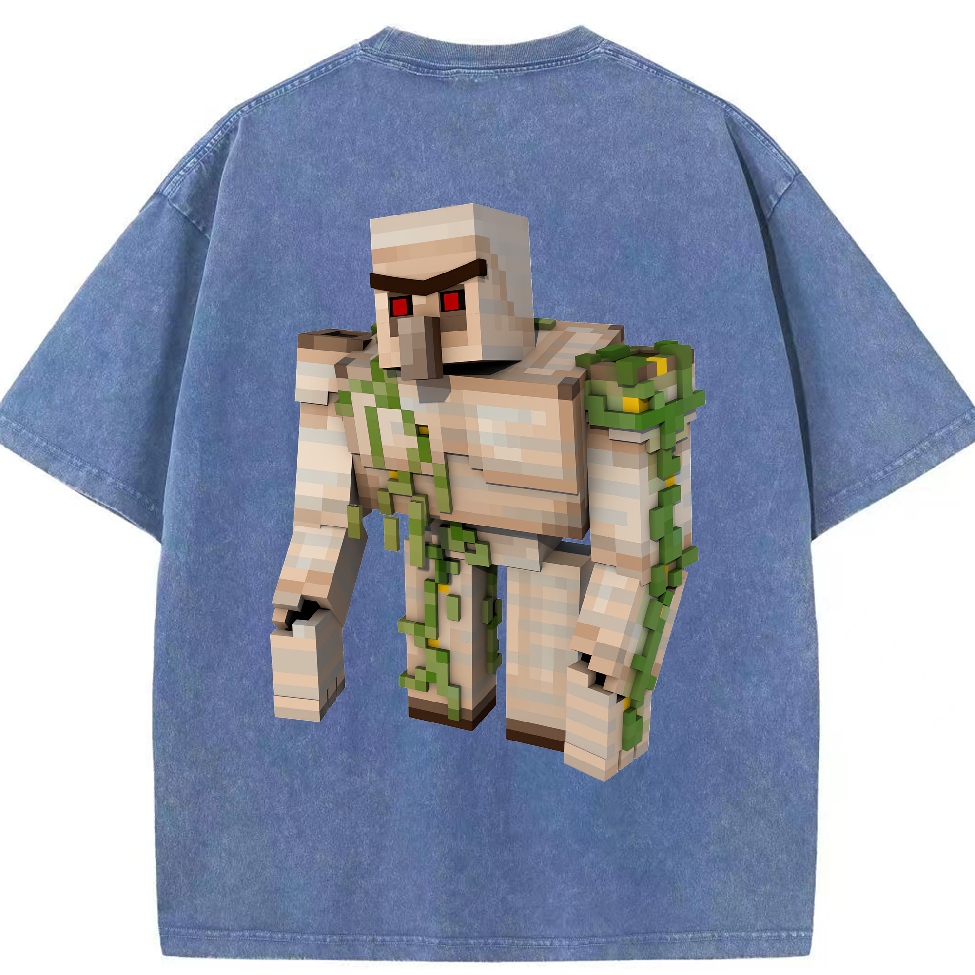 （画像用） マインクラフト ブロックの世界 Minecraft MC Block world 綿100% ヴィンテージ風 半袖Tシャツ（背面プリント）