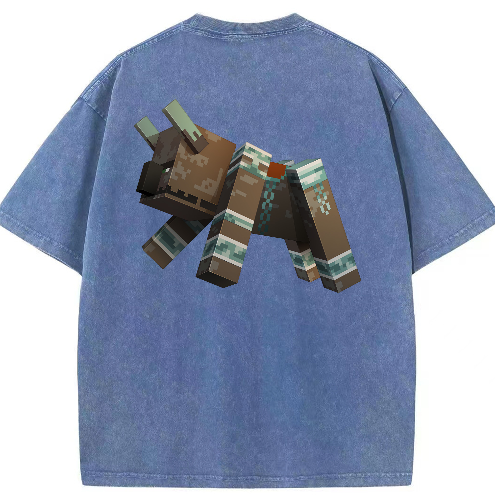 （画像用） マインクラフト ブロックの世界 Minecraft MC Block world 綿100% ヴィンテージ風 半袖Tシャツ（背面プリント）