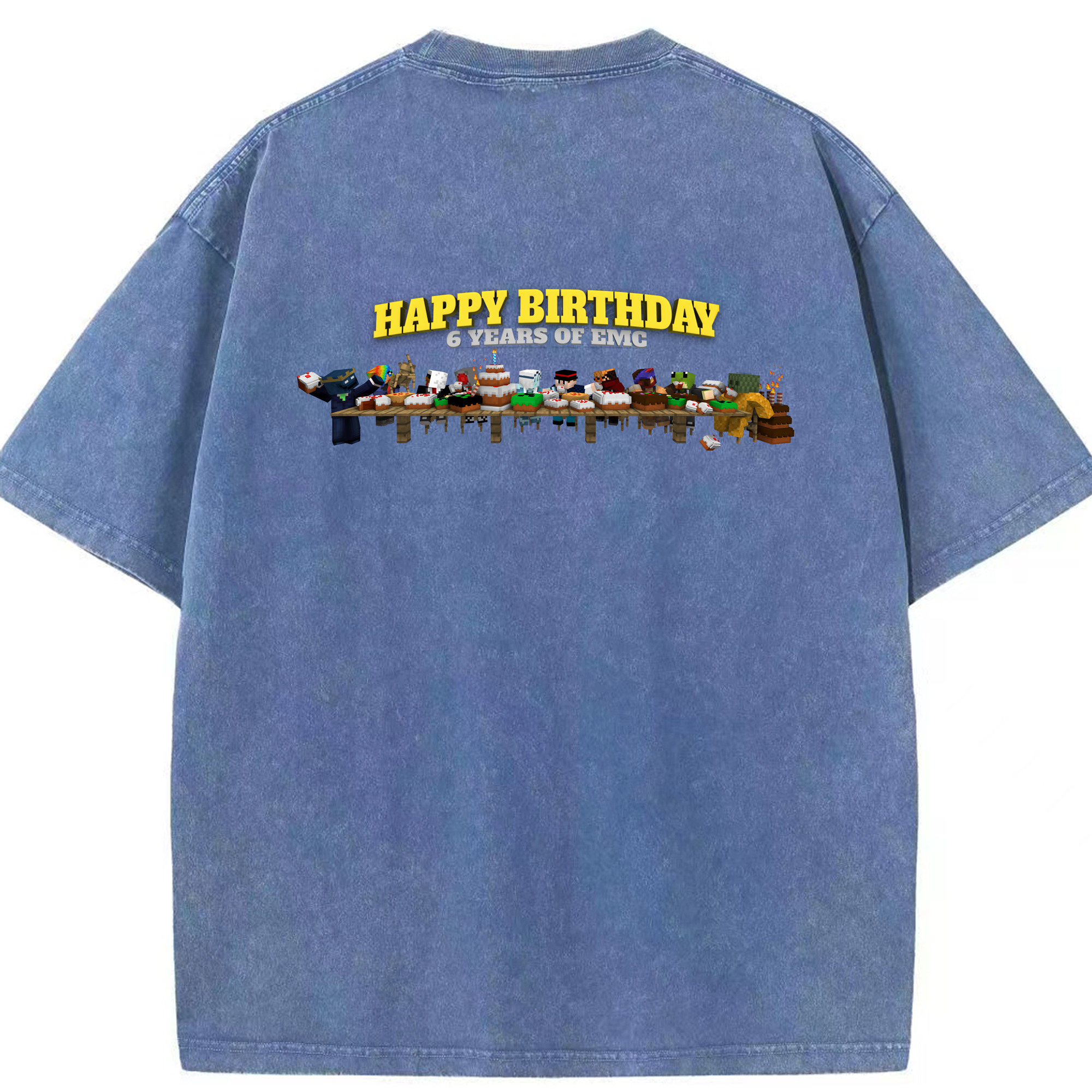（画像用） マインクラフト ブロックの世界 Minecraft MC Block world 綿100% ヴィンテージ風 半袖Tシャツ（背面プリント）