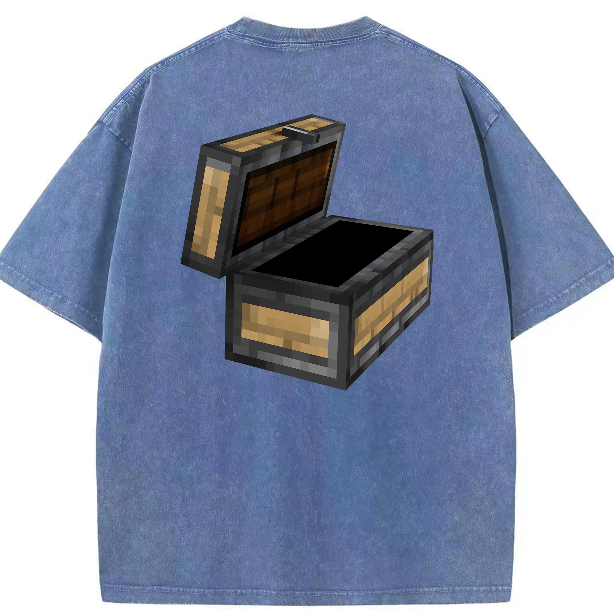 （画像用） マインクラフト ブロックの世界 Minecraft MC Block world 綿100% ヴィンテージ風 半袖Tシャツ（背面プリント）