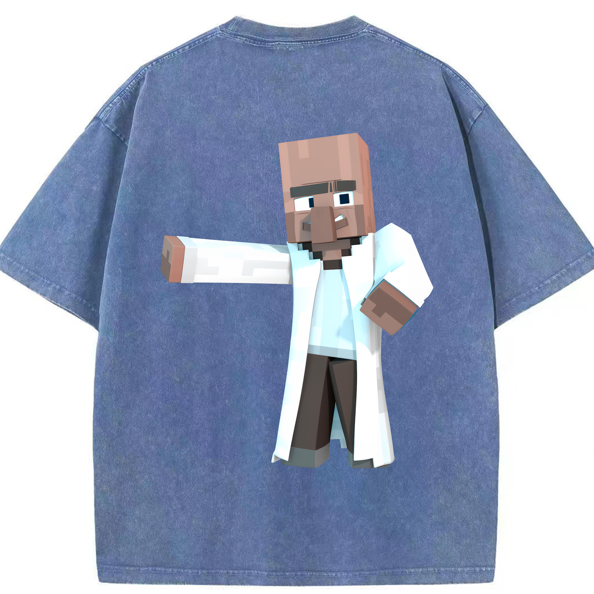 （画像用） マインクラフト ブロックの世界 Minecraft MC Block world 綿100% ヴィンテージ風 半袖Tシャツ（背面プリント）
