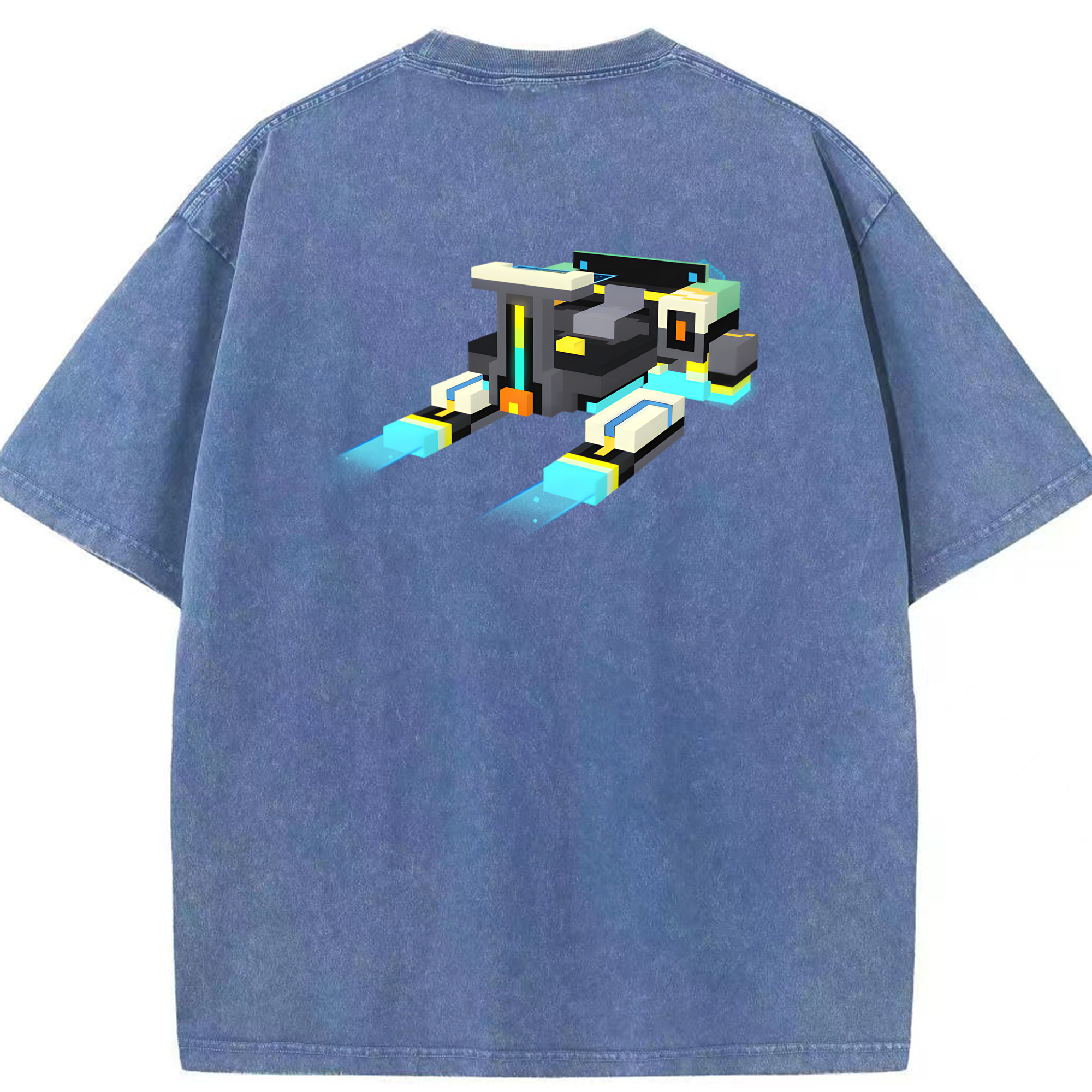 （画像用） マインクラフト ブロックの世界 Minecraft MC Block world 綿100% ヴィンテージ風 半袖Tシャツ（背面プリント）