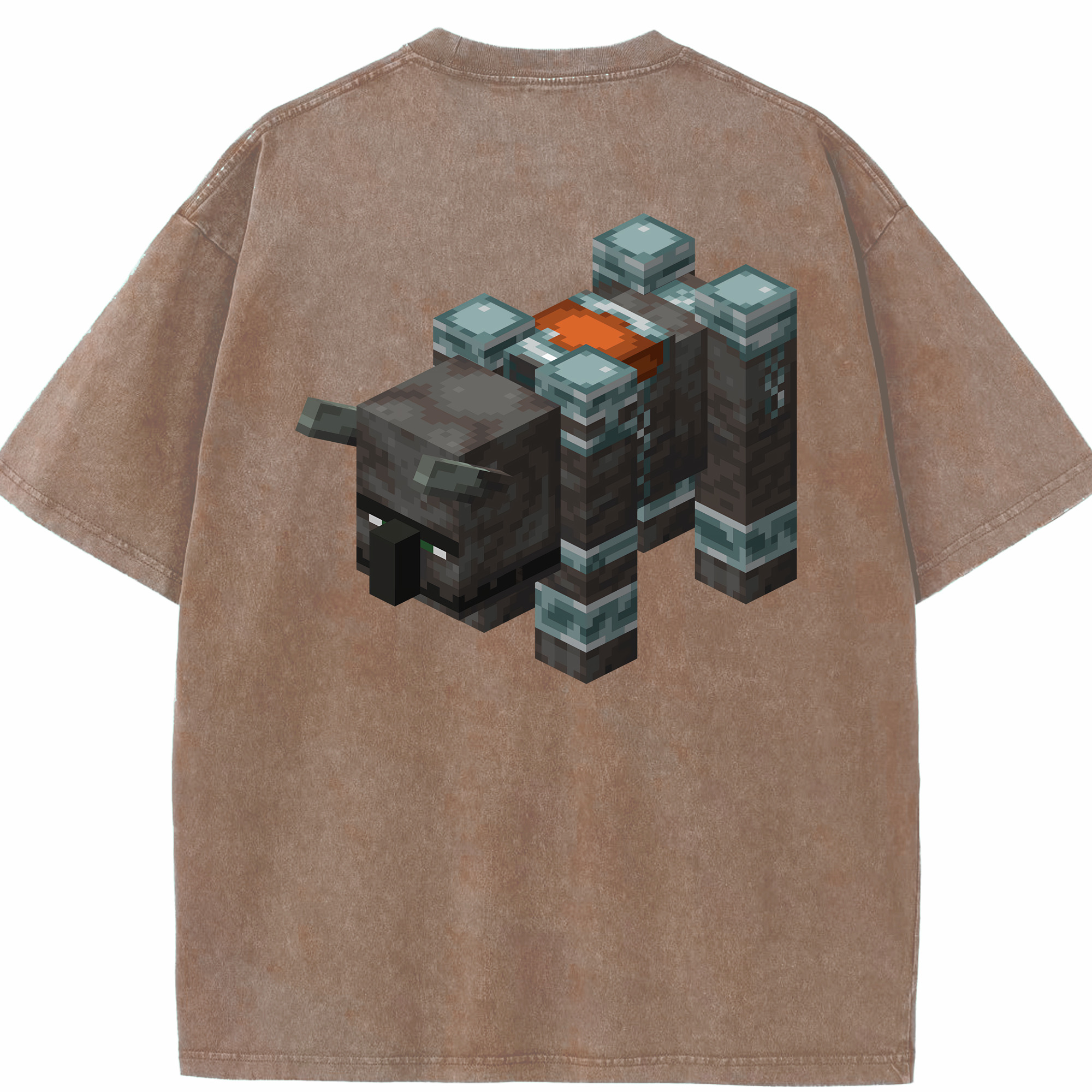 （画像用） マインクラフト ブロックの世界 Minecraft MC Block world 綿100% ヴィンテージ風 半袖Tシャツ（背面プリント）