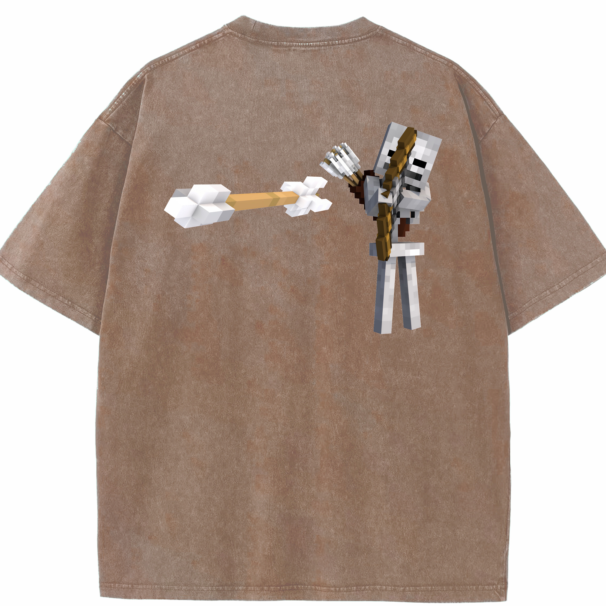 （画像用） マインクラフト ブロックの世界 Minecraft MC Block world 綿100% ヴィンテージ風 半袖Tシャツ（背面プリント）