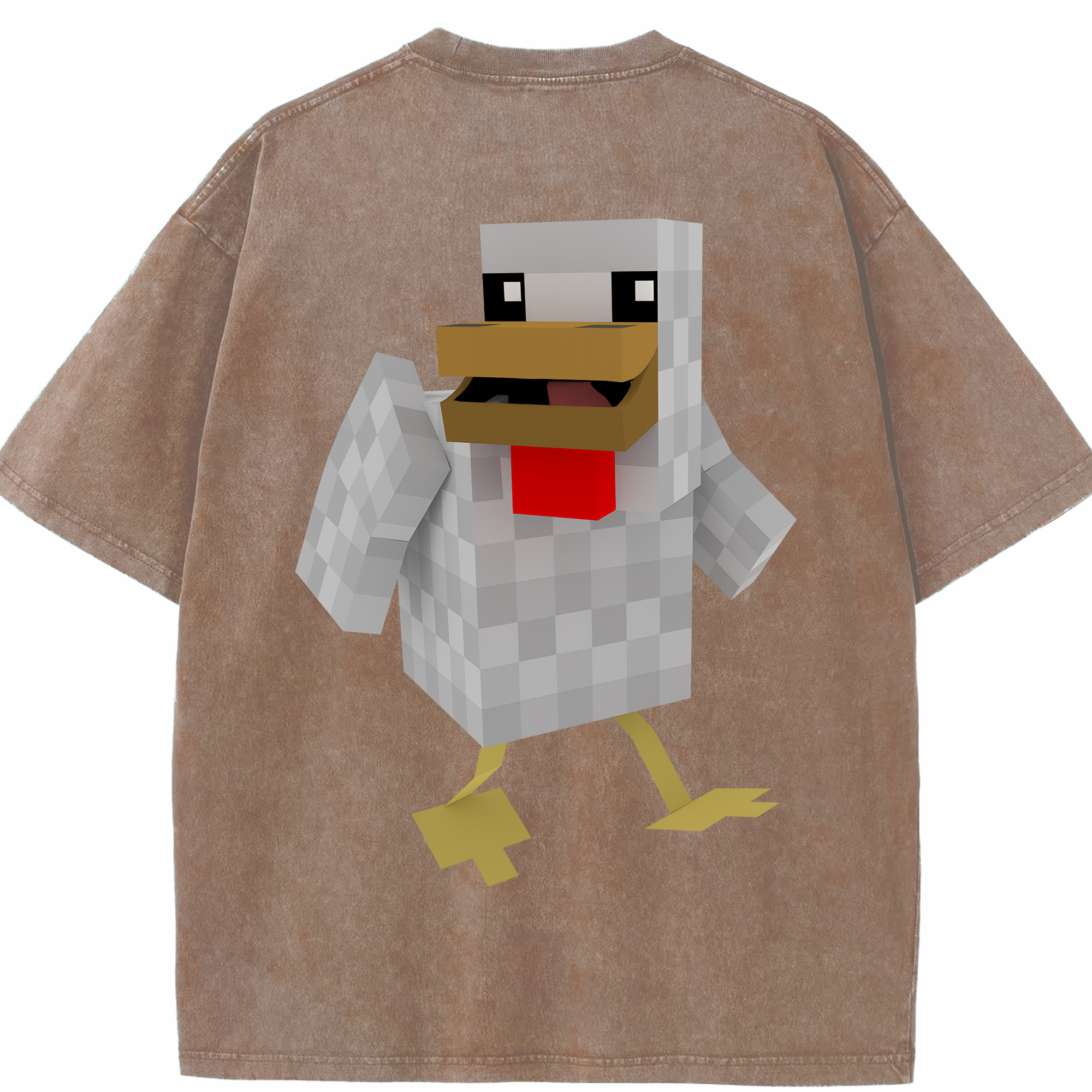 （画像用） マインクラフト ブロックの世界 Minecraft MC Block world 綿100% ヴィンテージ風 半袖Tシャツ（背面プリント）
