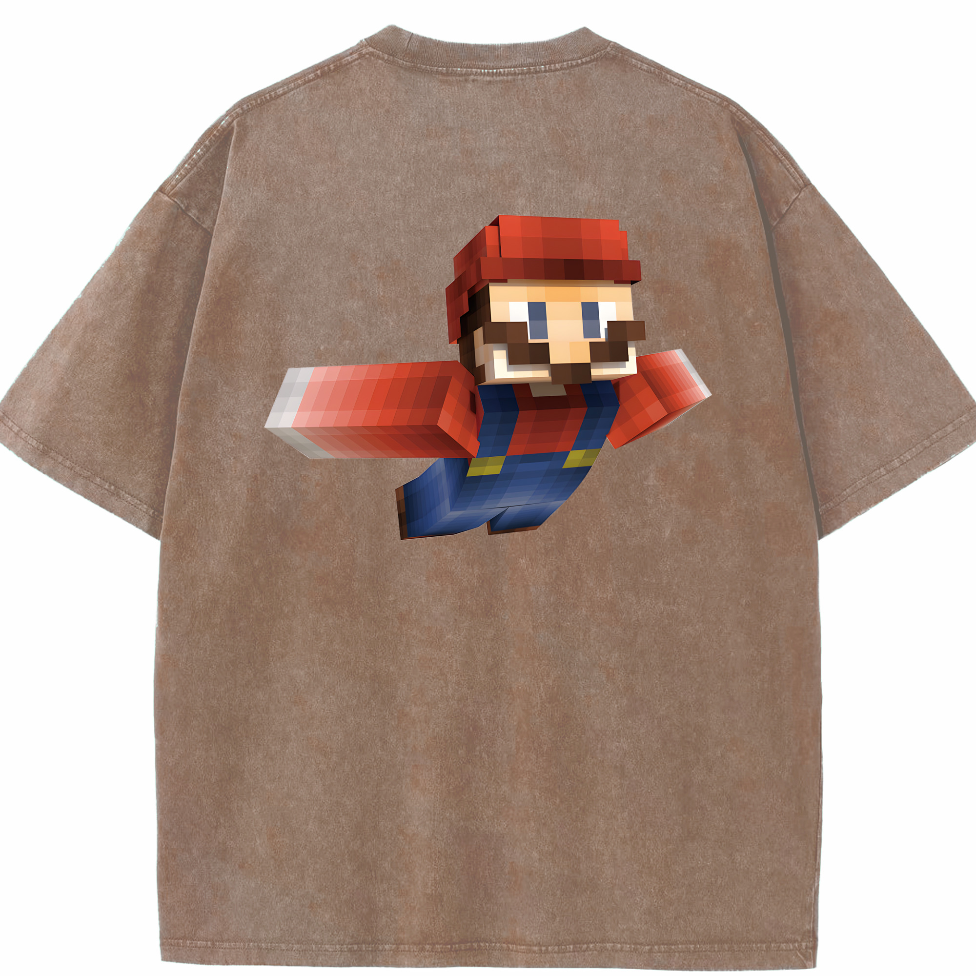 （画像用） マインクラフト ブロックの世界 Minecraft MC Block world 綿100% ヴィンテージ風 半袖Tシャツ（背面プリント）