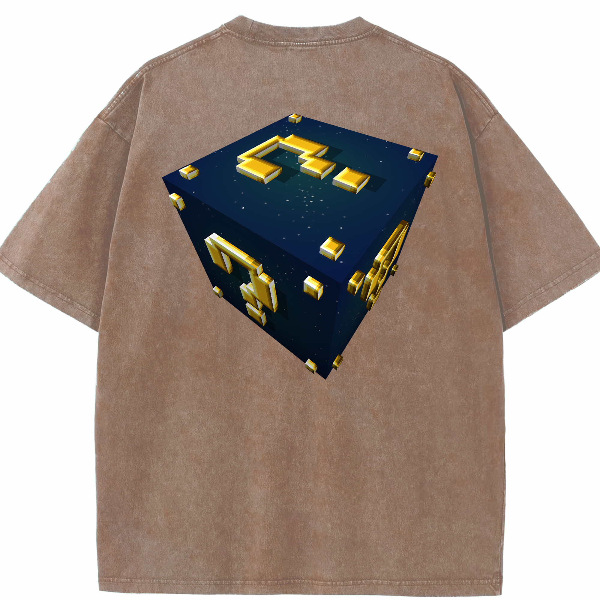 （画像用） マインクラフト ブロックの世界 Minecraft MC Block world 綿100% ヴィンテージ風 半袖Tシャツ（背面プリント）