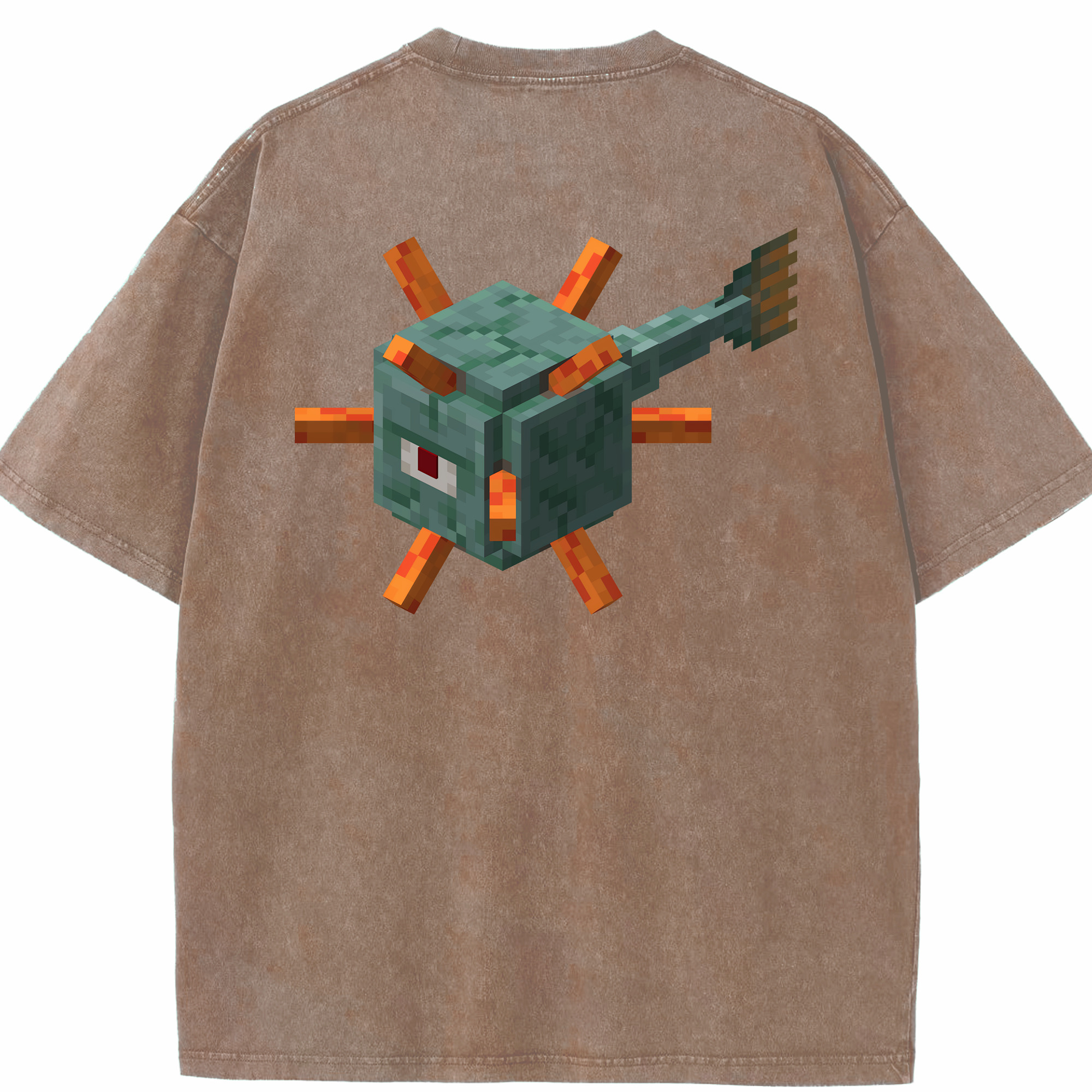（画像用） マインクラフト ブロックの世界 Minecraft MC Block world 綿100% ヴィンテージ風 半袖Tシャツ（背面プリント）