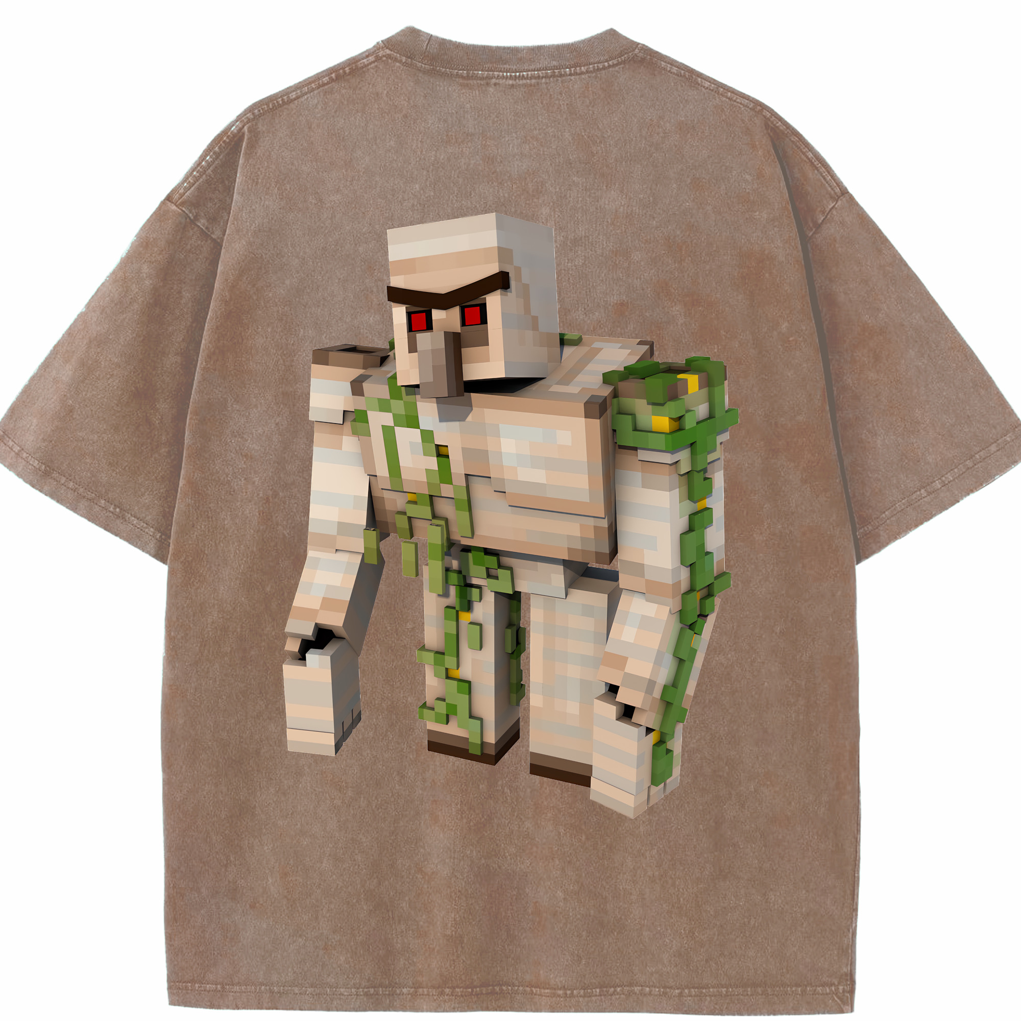 （画像用） マインクラフト ブロックの世界 Minecraft MC Block world 綿100% ヴィンテージ風 半袖Tシャツ（背面プリント）