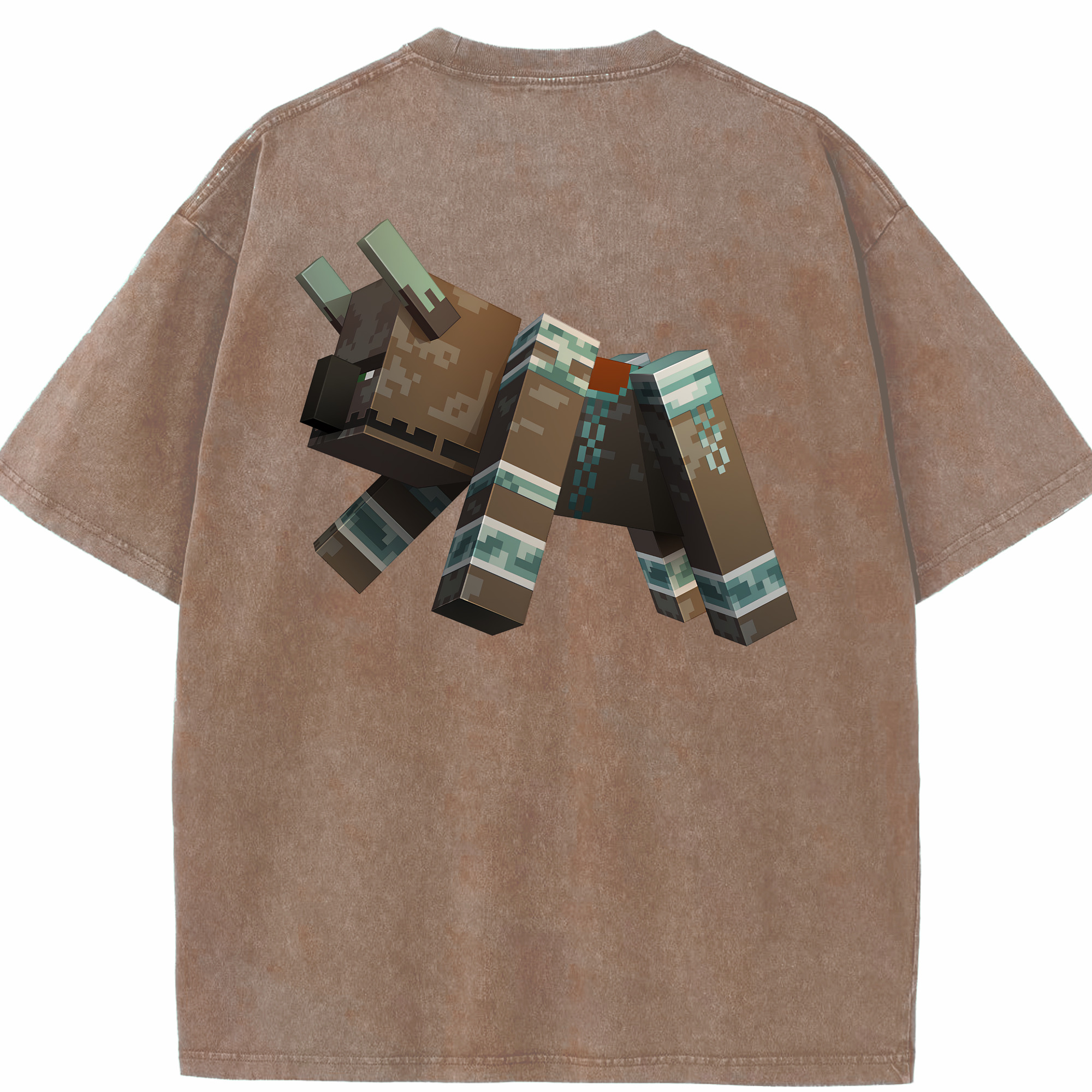 （画像用） マインクラフト ブロックの世界 Minecraft MC Block world 綿100% ヴィンテージ風 半袖Tシャツ（背面プリント）