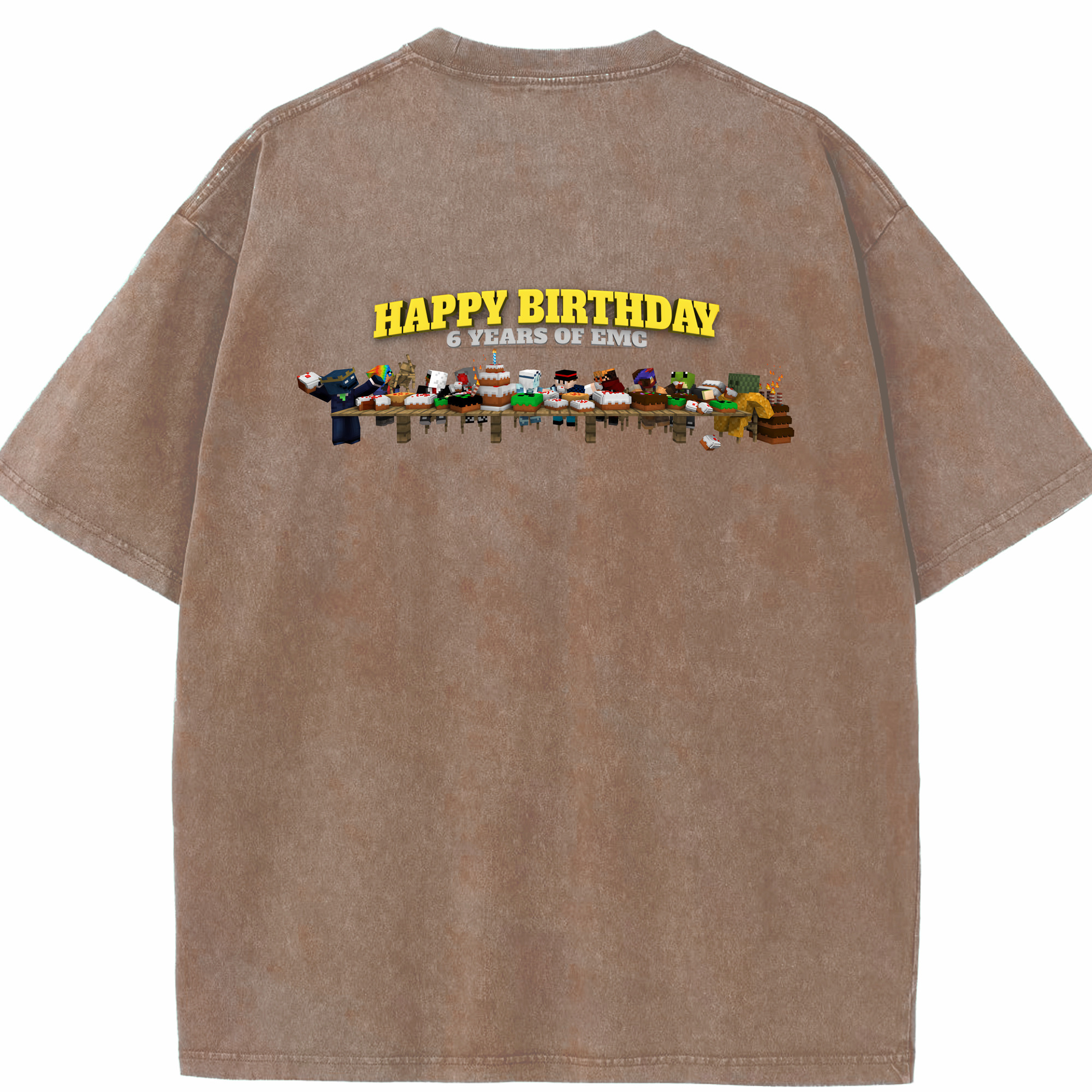（画像用） マインクラフト ブロックの世界 Minecraft MC Block world 綿100% ヴィンテージ風 半袖Tシャツ（背面プリント）