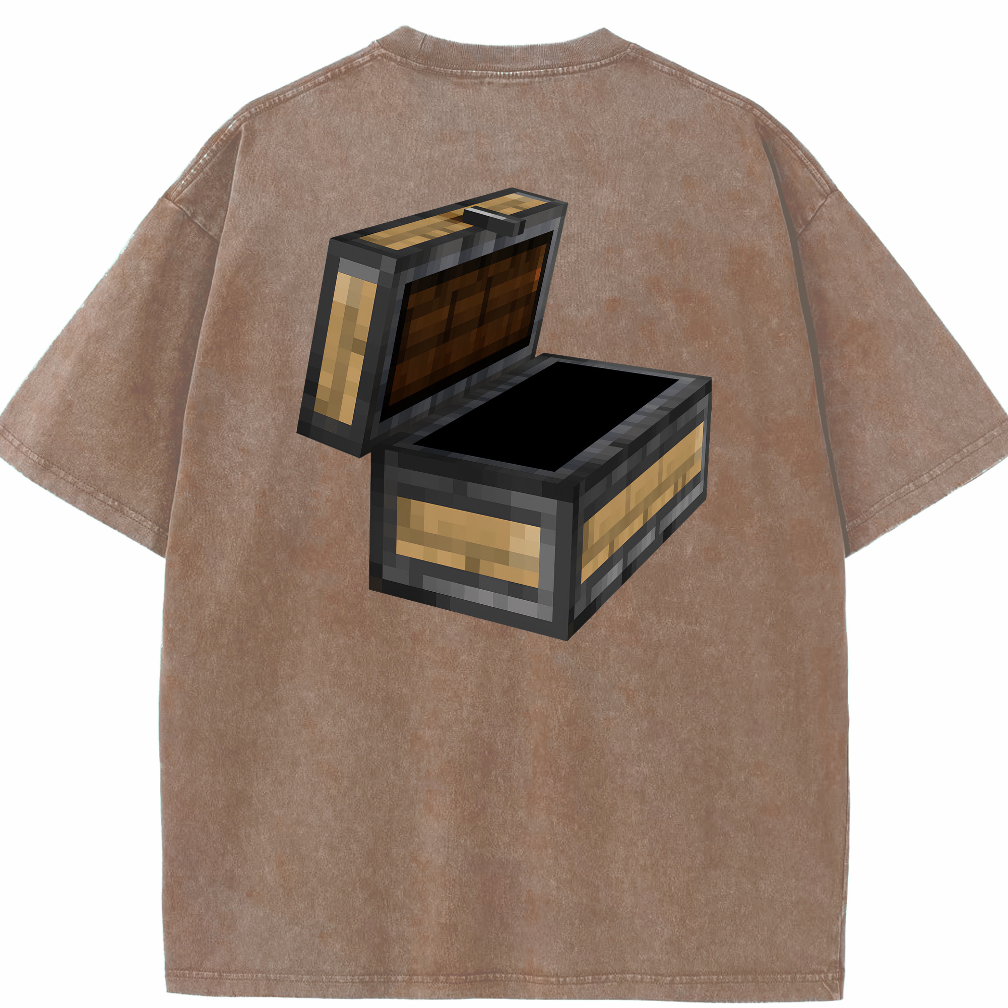（画像用） マインクラフト ブロックの世界 Minecraft MC Block world 綿100% ヴィンテージ風 半袖Tシャツ（背面プリント）