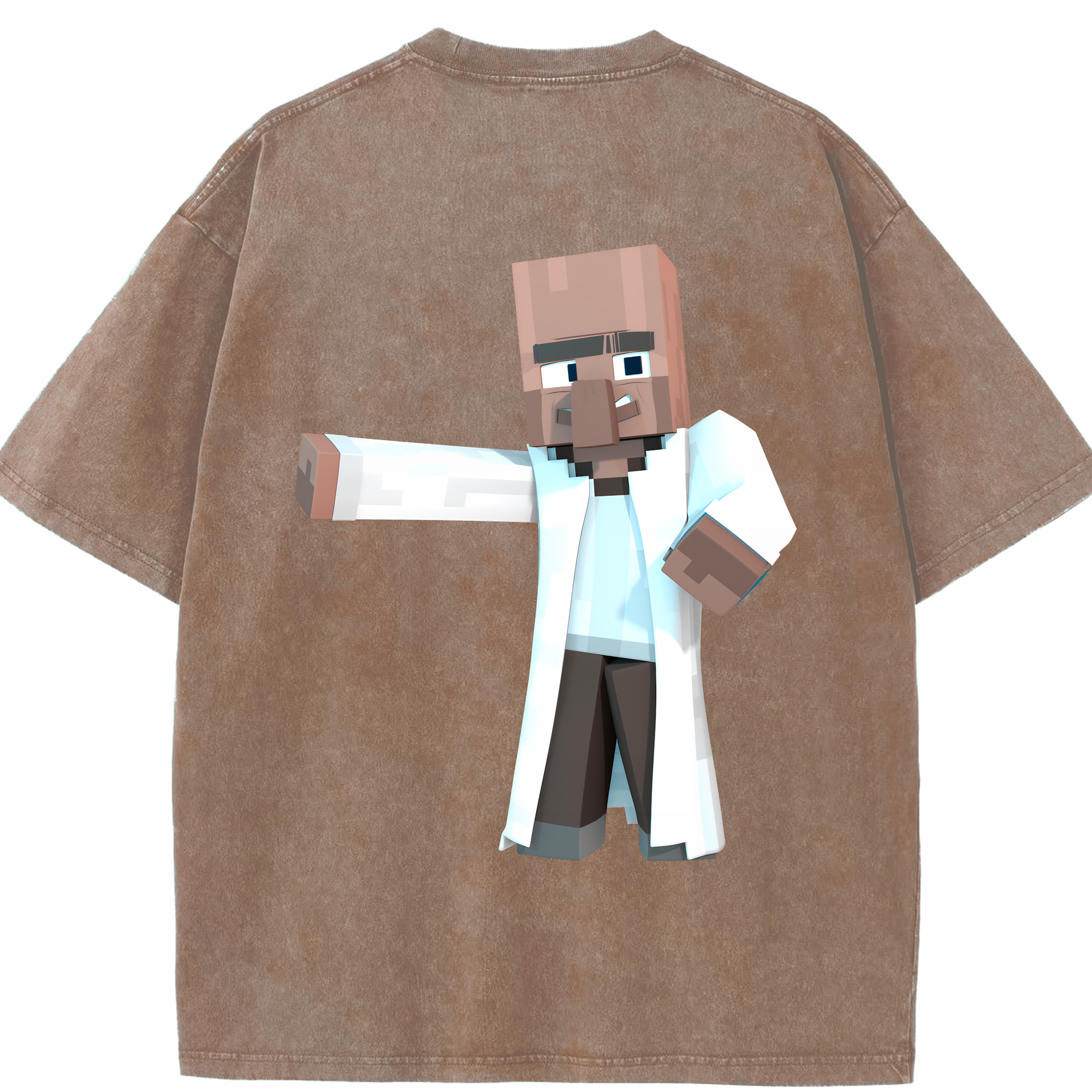 （画像用） マインクラフト ブロックの世界 Minecraft MC Block world 綿100% ヴィンテージ風 半袖Tシャツ（背面プリント）