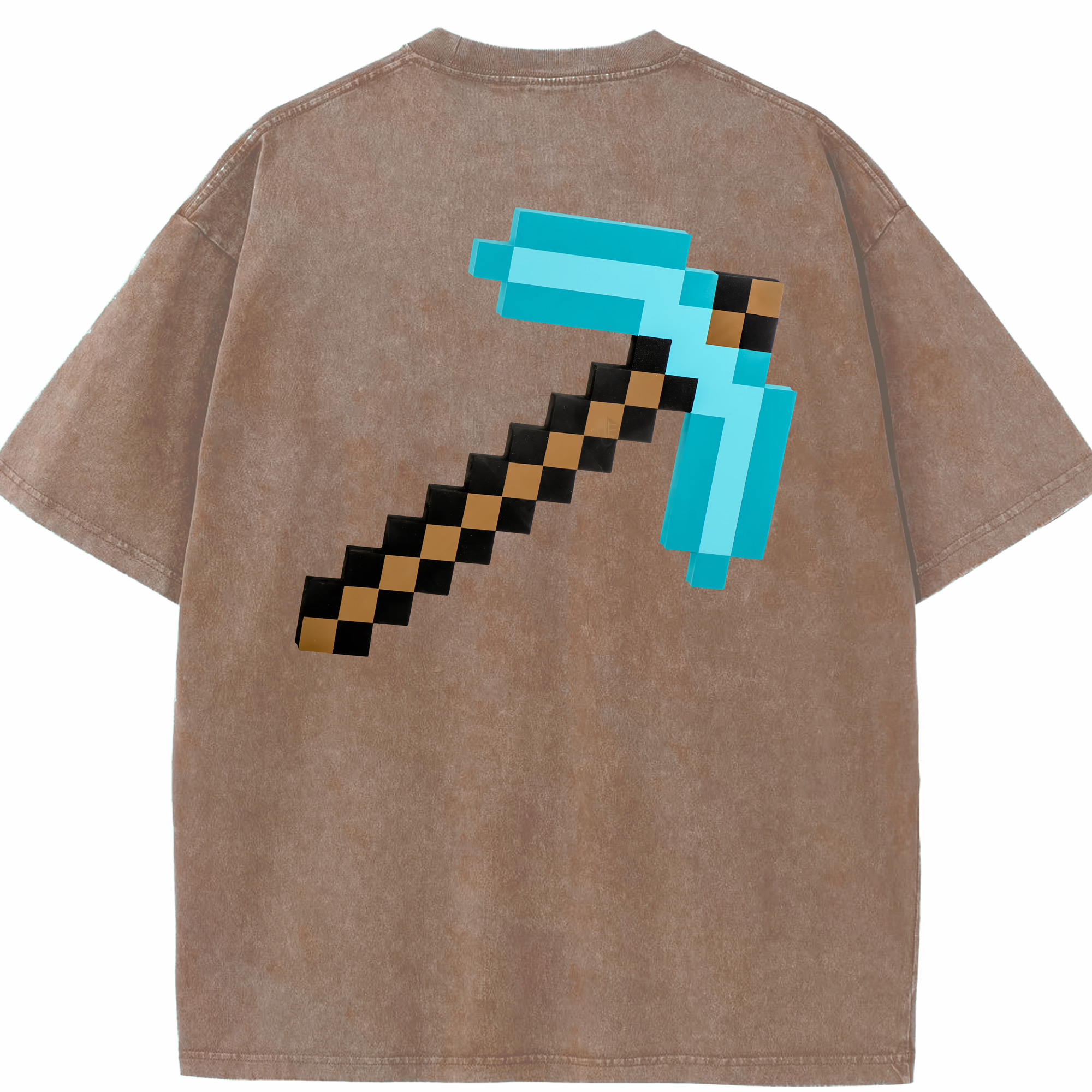 （画像用） マインクラフト ブロックの世界 Minecraft MC Block world 綿100% ヴィンテージ風 半袖Tシャツ（背面プリント）