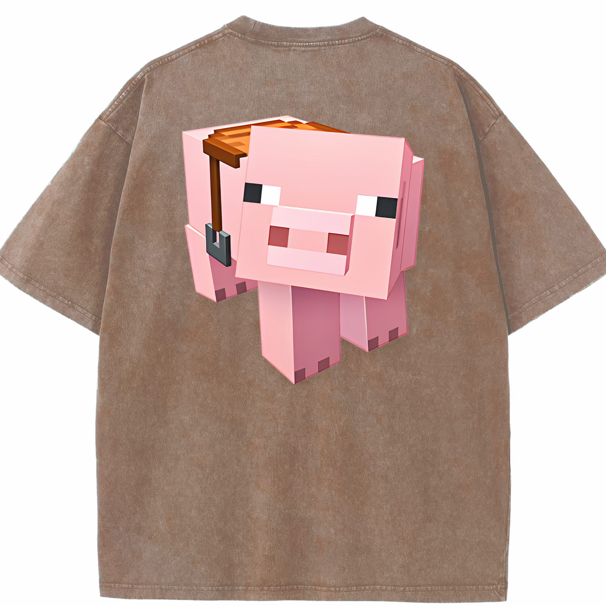 （画像用） マインクラフト ブロックの世界 Minecraft MC Block world 綿100% ヴィンテージ風 半袖Tシャツ（背面プリント）
