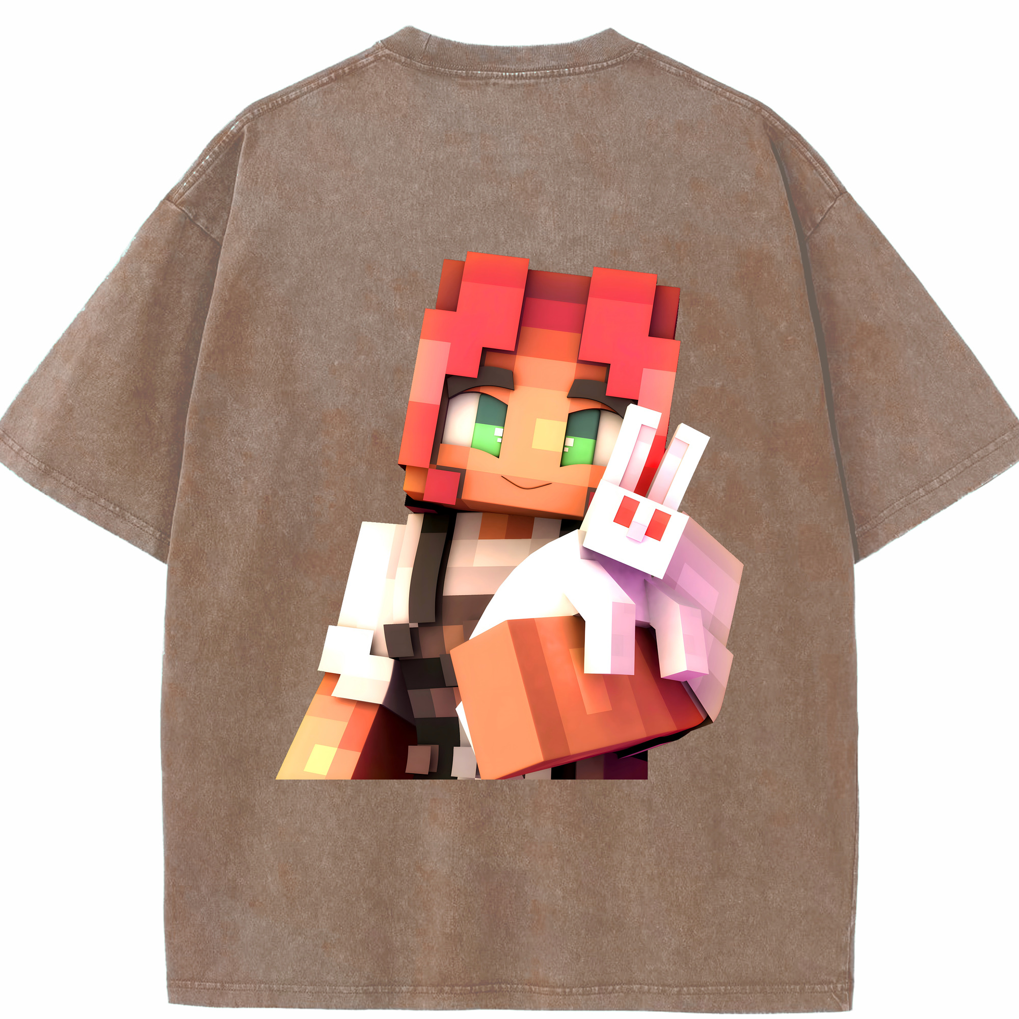 （画像用） マインクラフト ブロックの世界 Minecraft MC Block world 綿100% ヴィンテージ風 半袖Tシャツ（背面プリント）