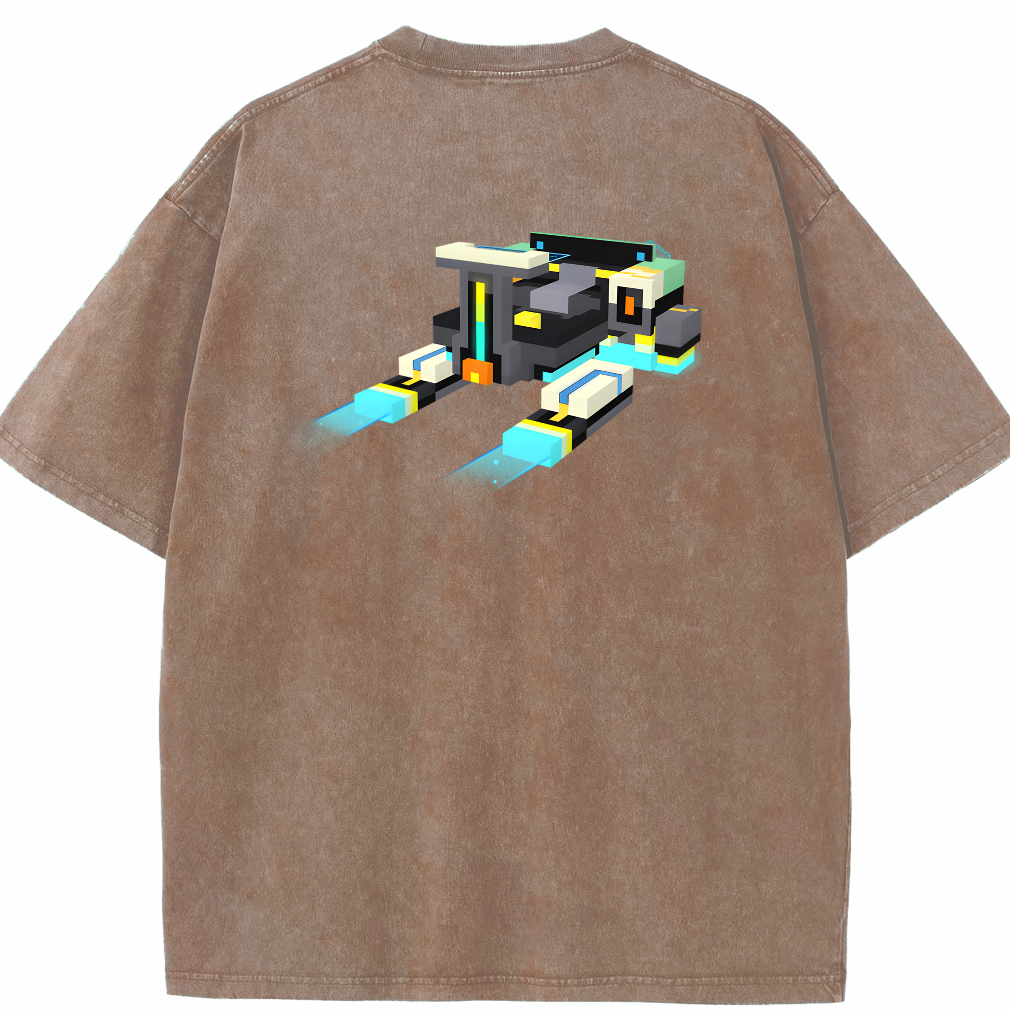 （画像用） マインクラフト ブロックの世界 Minecraft MC Block world 綿100% ヴィンテージ風 半袖Tシャツ（背面プリント）