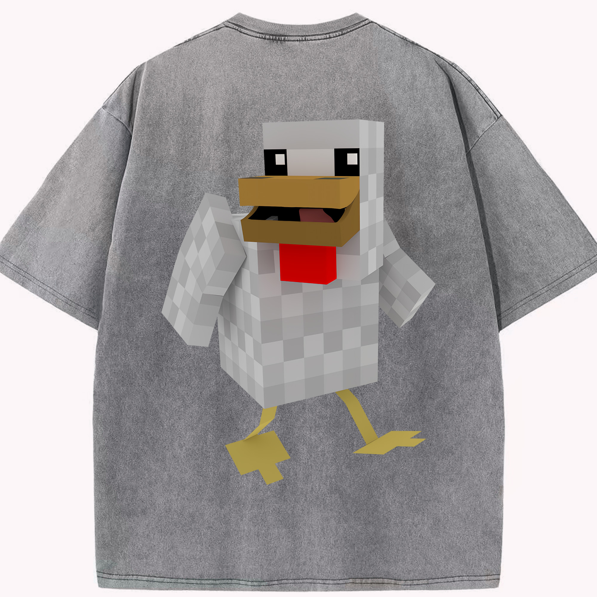 （画像用） マインクラフト ブロックの世界 Minecraft MC Block world 綿100% ヴィンテージ風 半袖Tシャツ（背面プリント）