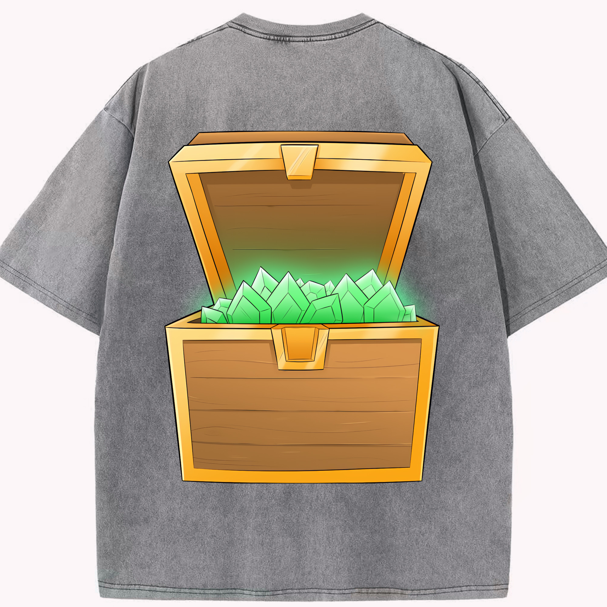（画像用） マインクラフト ブロックの世界 Minecraft MC Block world 綿100% ヴィンテージ風 半袖Tシャツ（背面プリント）
