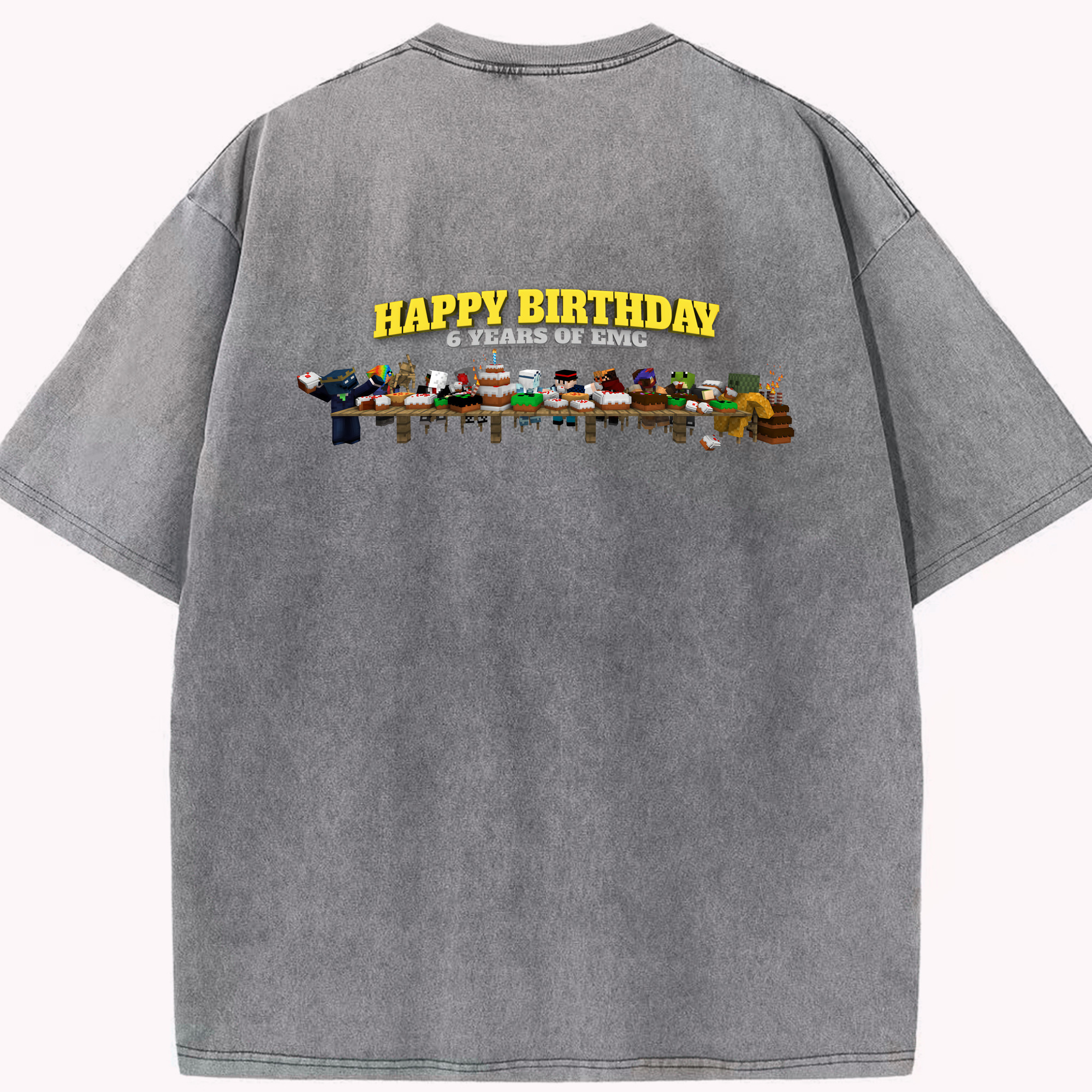 （画像用） マインクラフト ブロックの世界 Minecraft MC Block world 綿100% ヴィンテージ風 半袖Tシャツ（背面プリント）