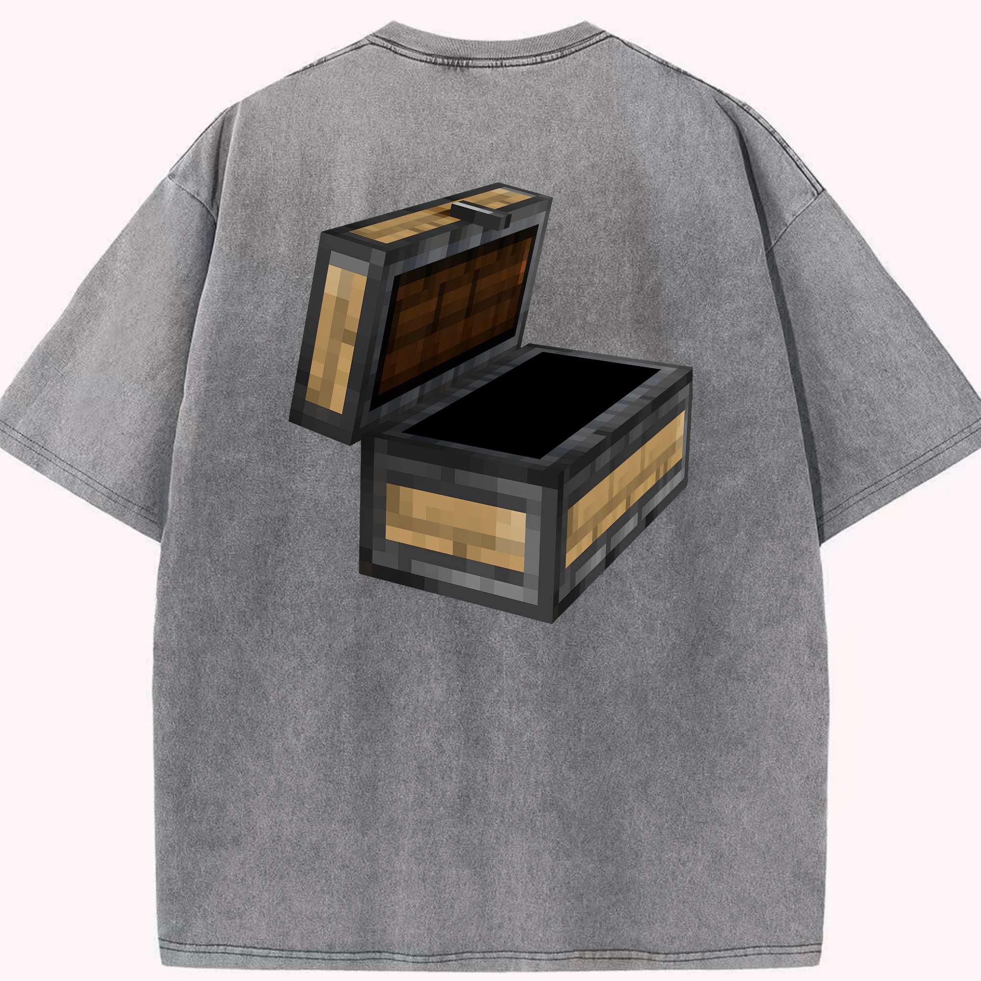 （画像用） マインクラフト ブロックの世界 Minecraft MC Block world 綿100% ヴィンテージ風 半袖Tシャツ（背面プリント）