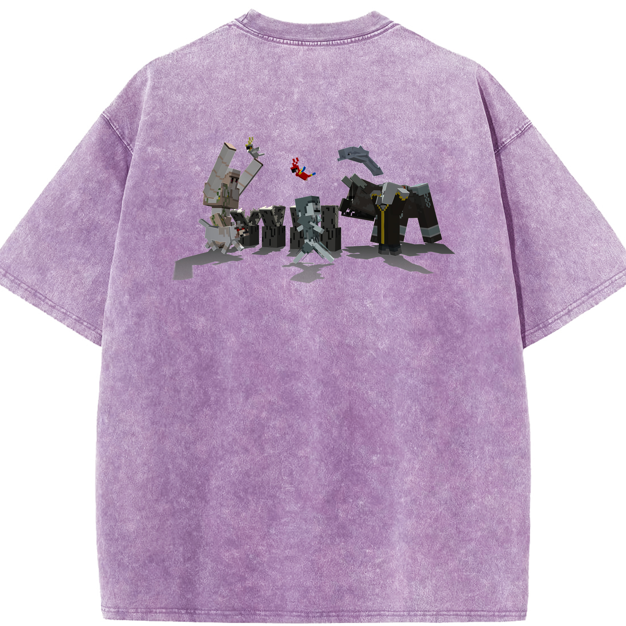 （画像用） マインクラフト ブロックの世界 Minecraft MC Block world 綿100% ヴィンテージ風 半袖Tシャツ（背面プリント）