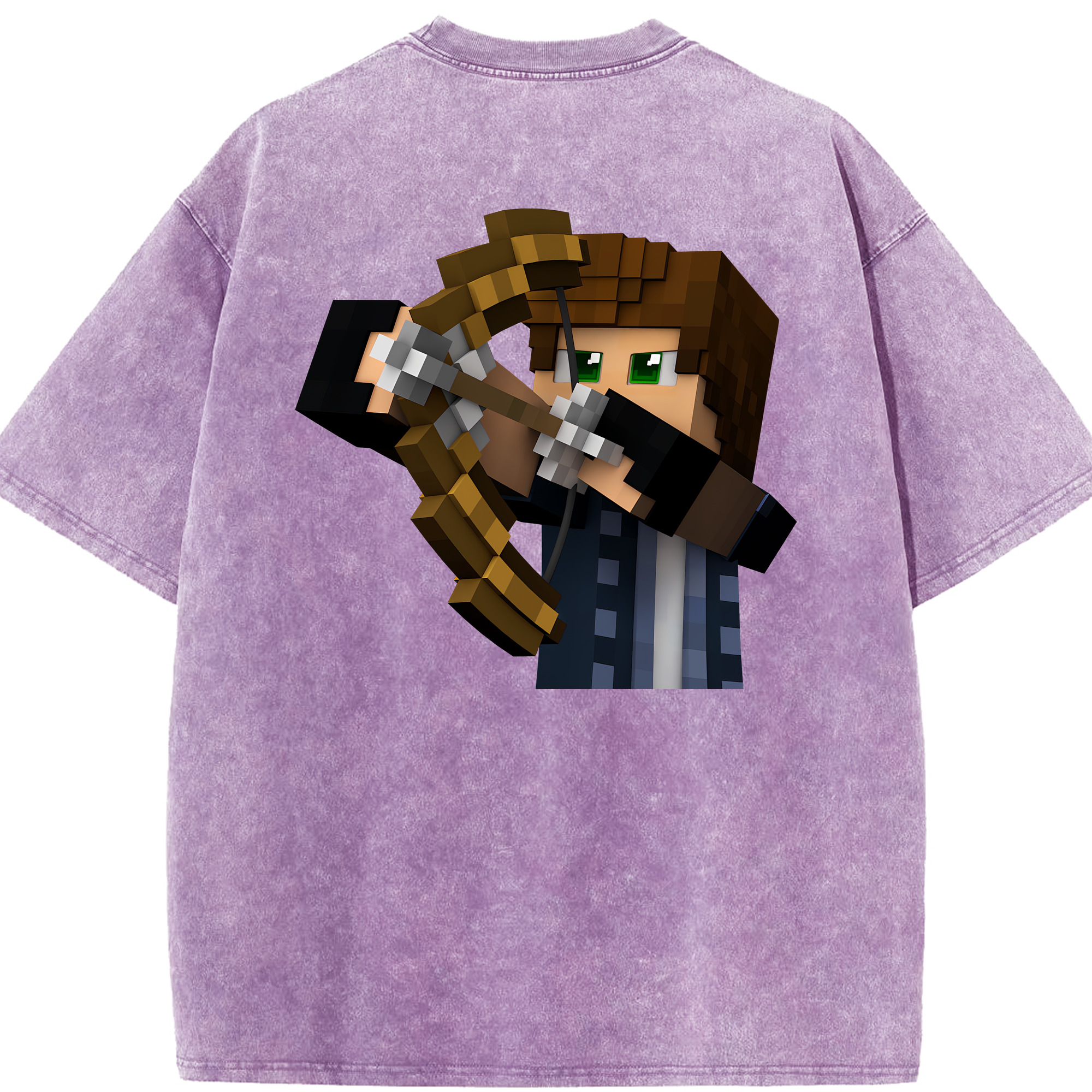 （画像用） マインクラフト ブロックの世界 Minecraft MC Block world 綿100% ヴィンテージ風 半袖Tシャツ（背面プリント）