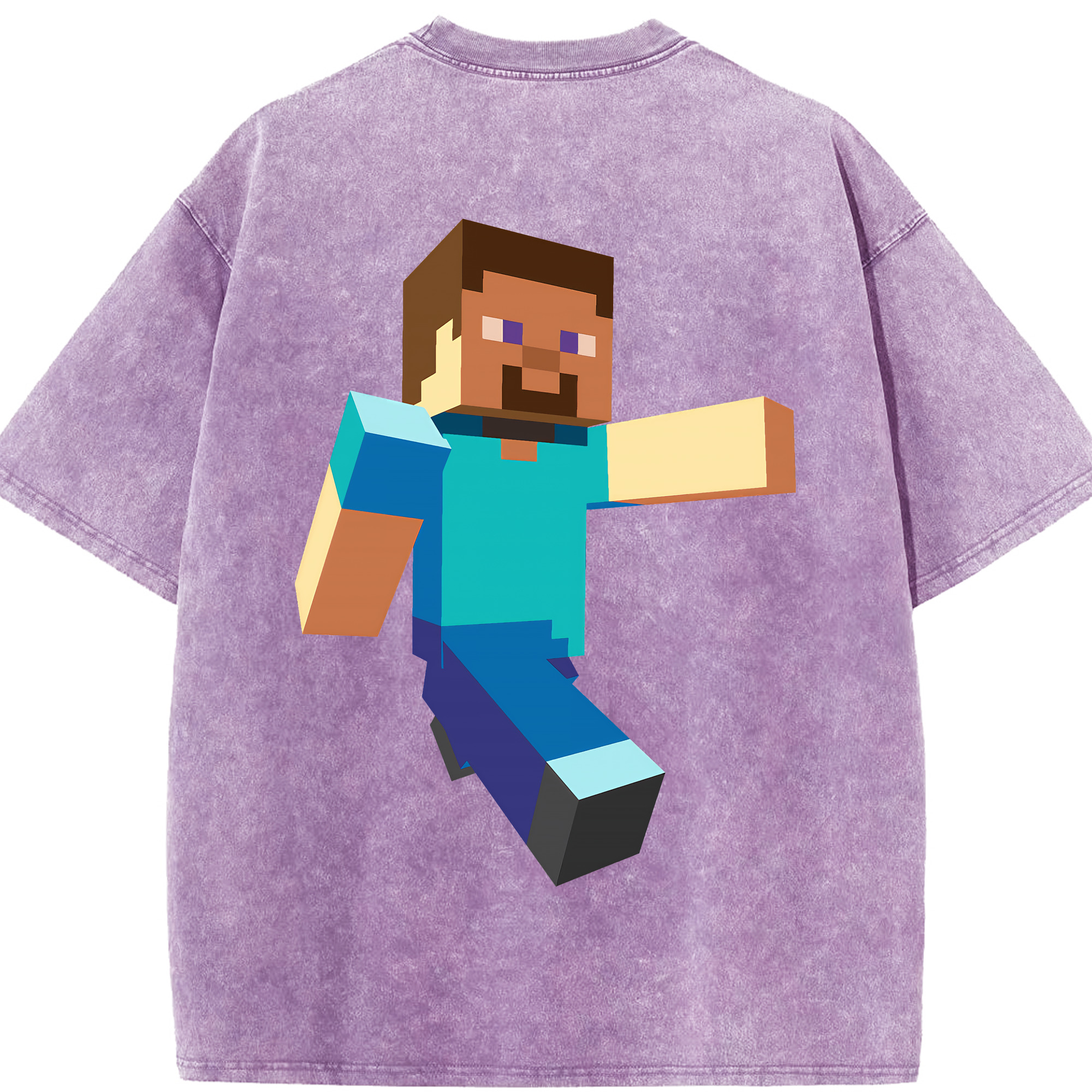 （画像用） マインクラフト ブロックの世界 Minecraft MC Block world 綿100% ヴィンテージ風 半袖Tシャツ（背面プリント）