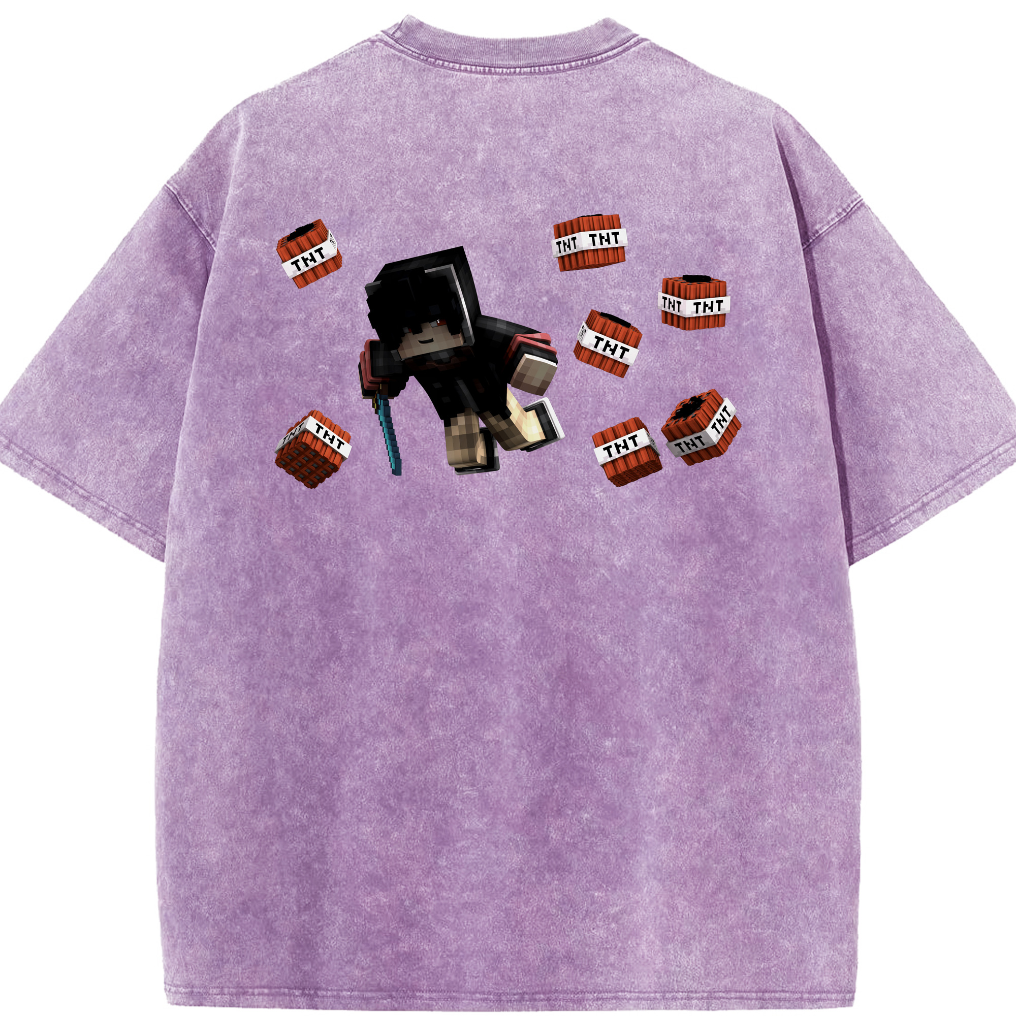 （画像用） マインクラフト ブロックの世界 Minecraft MC Block world 綿100% ヴィンテージ風 半袖Tシャツ（背面プリント）