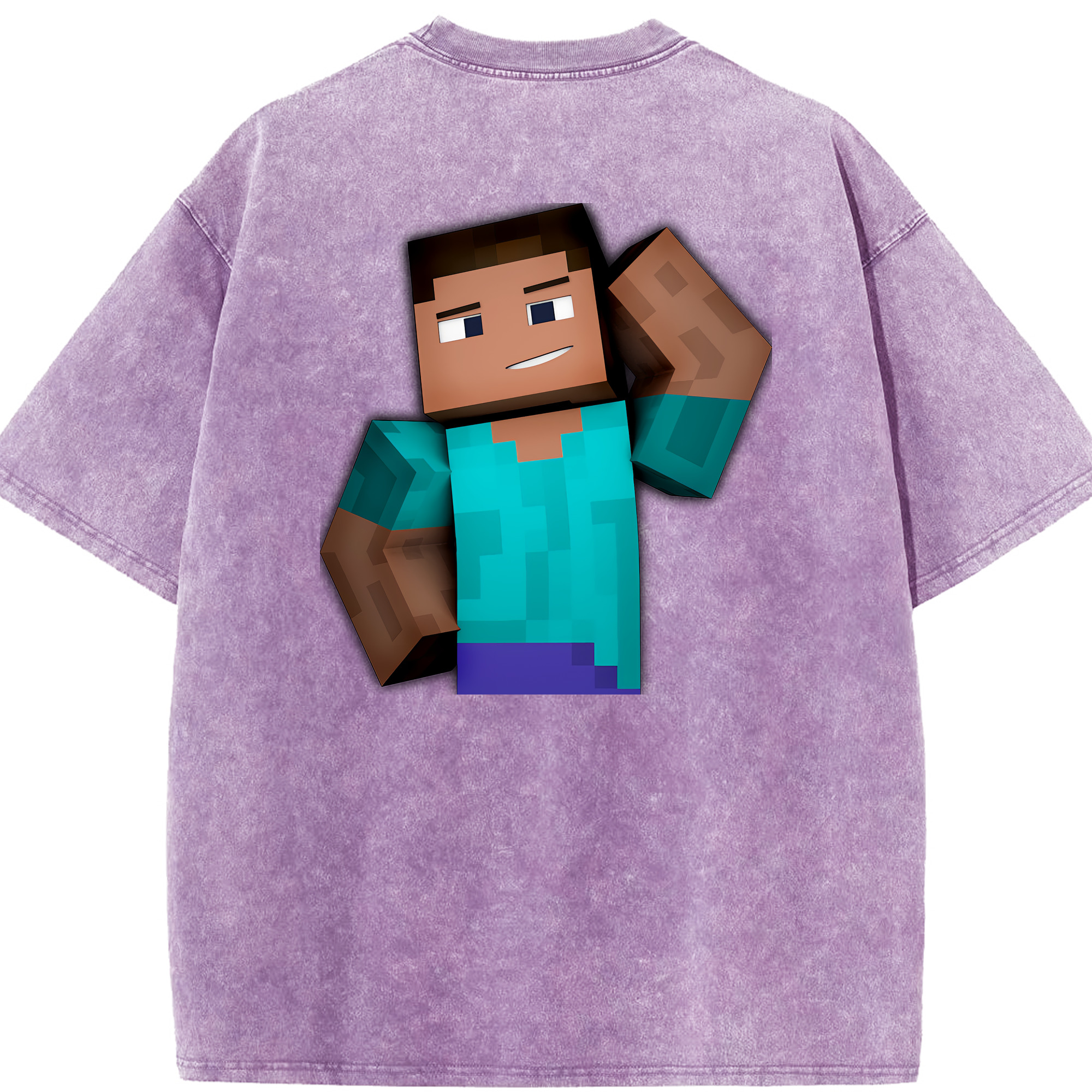 （画像用） マインクラフト ブロックの世界 Minecraft MC Block world 綿100% ヴィンテージ風 半袖Tシャツ（背面プリント）