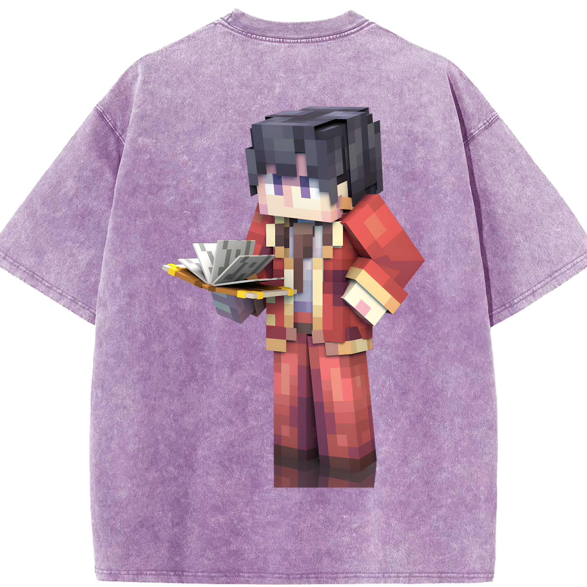 （画像用） マインクラフト ブロックの世界 Minecraft MC Block world 綿100% ヴィンテージ風 半袖Tシャツ（背面プリント）