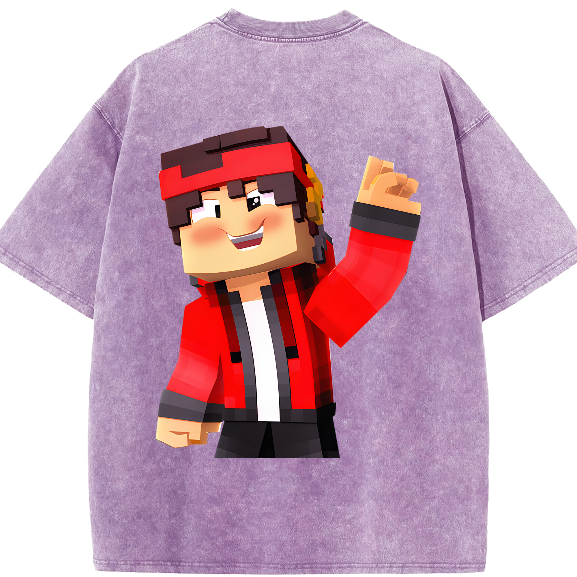 （画像用） マインクラフト ブロックの世界 Minecraft MC Block world 綿100% ヴィンテージ風 半袖Tシャツ（背面プリント）