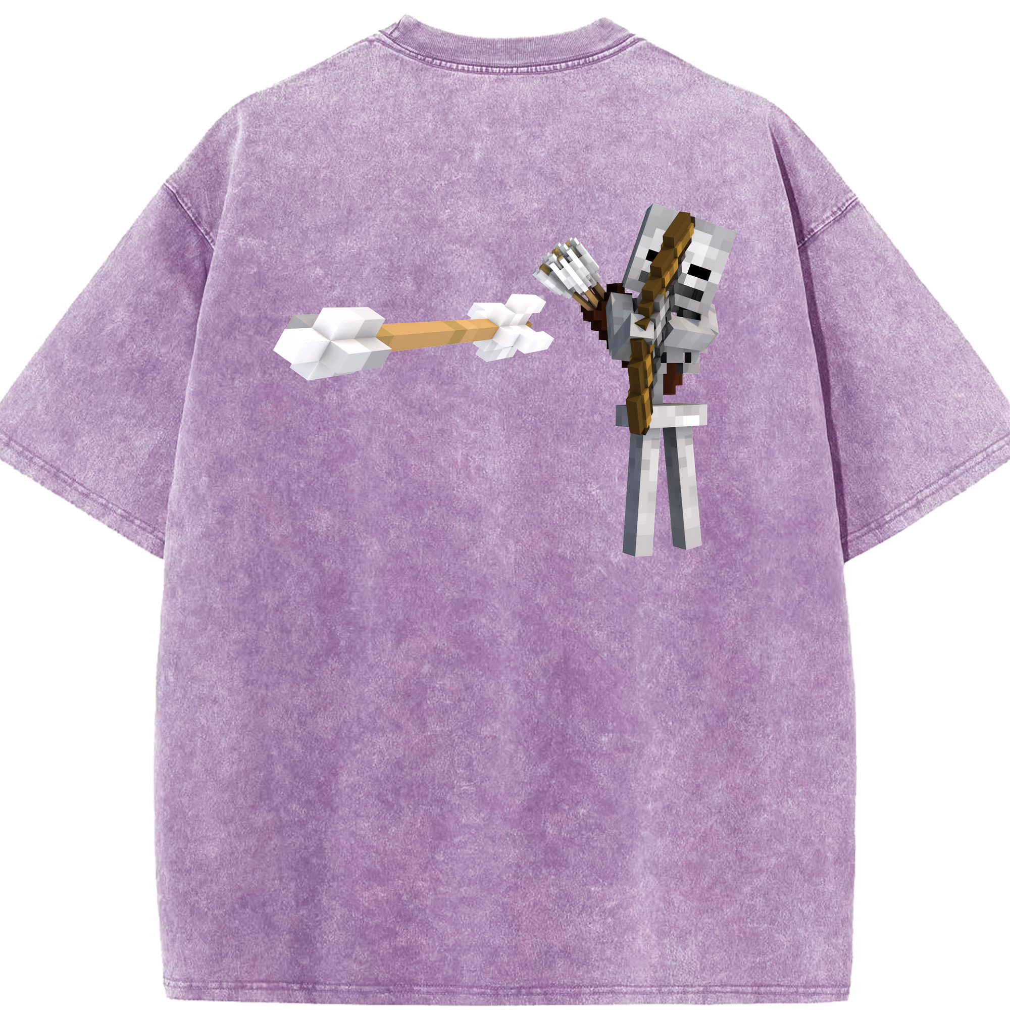 （画像用） マインクラフト ブロックの世界 Minecraft MC Block world 綿100% ヴィンテージ風 半袖Tシャツ（背面プリント）
