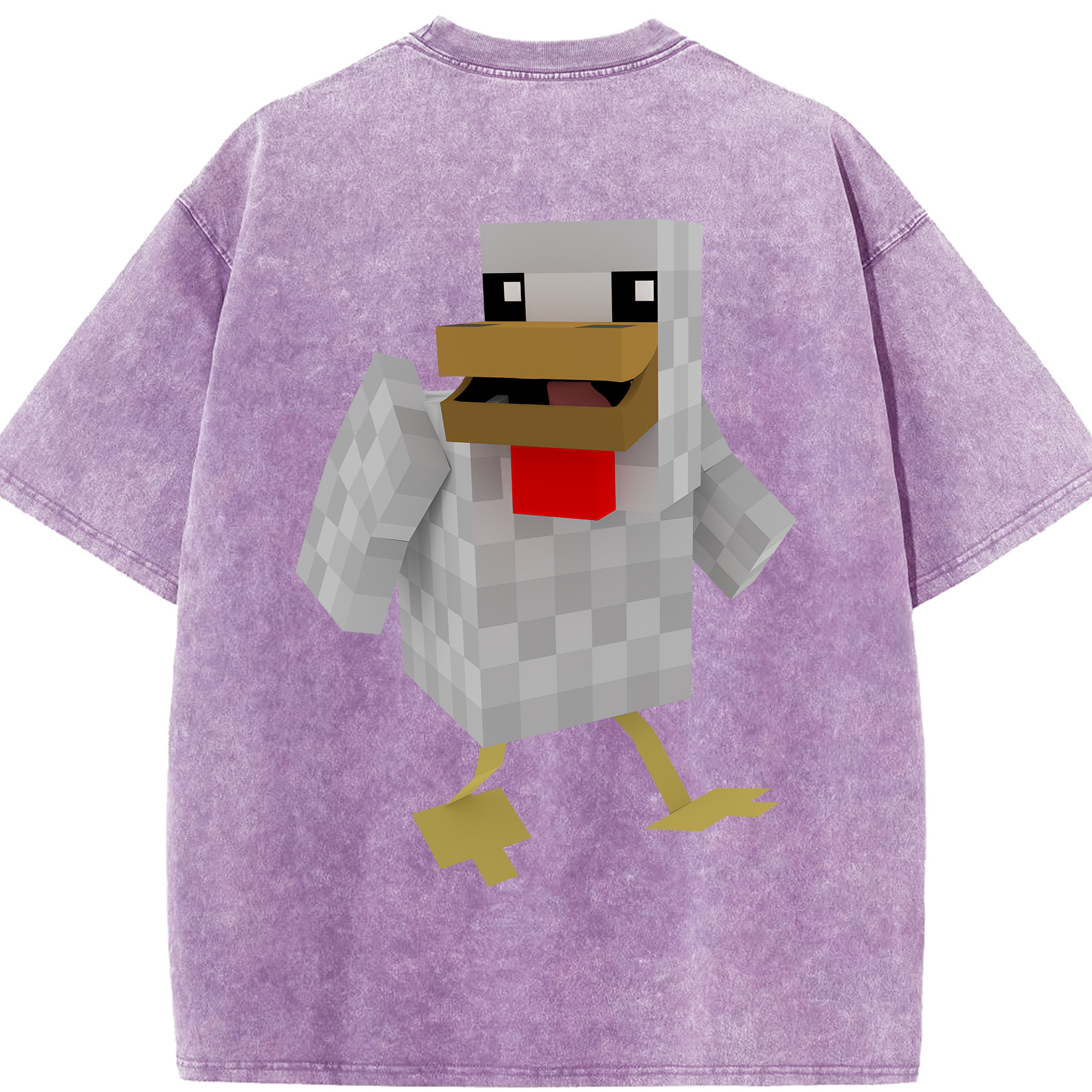（画像用） マインクラフト ブロックの世界 Minecraft MC Block world 綿100% ヴィンテージ風 半袖Tシャツ（背面プリント）