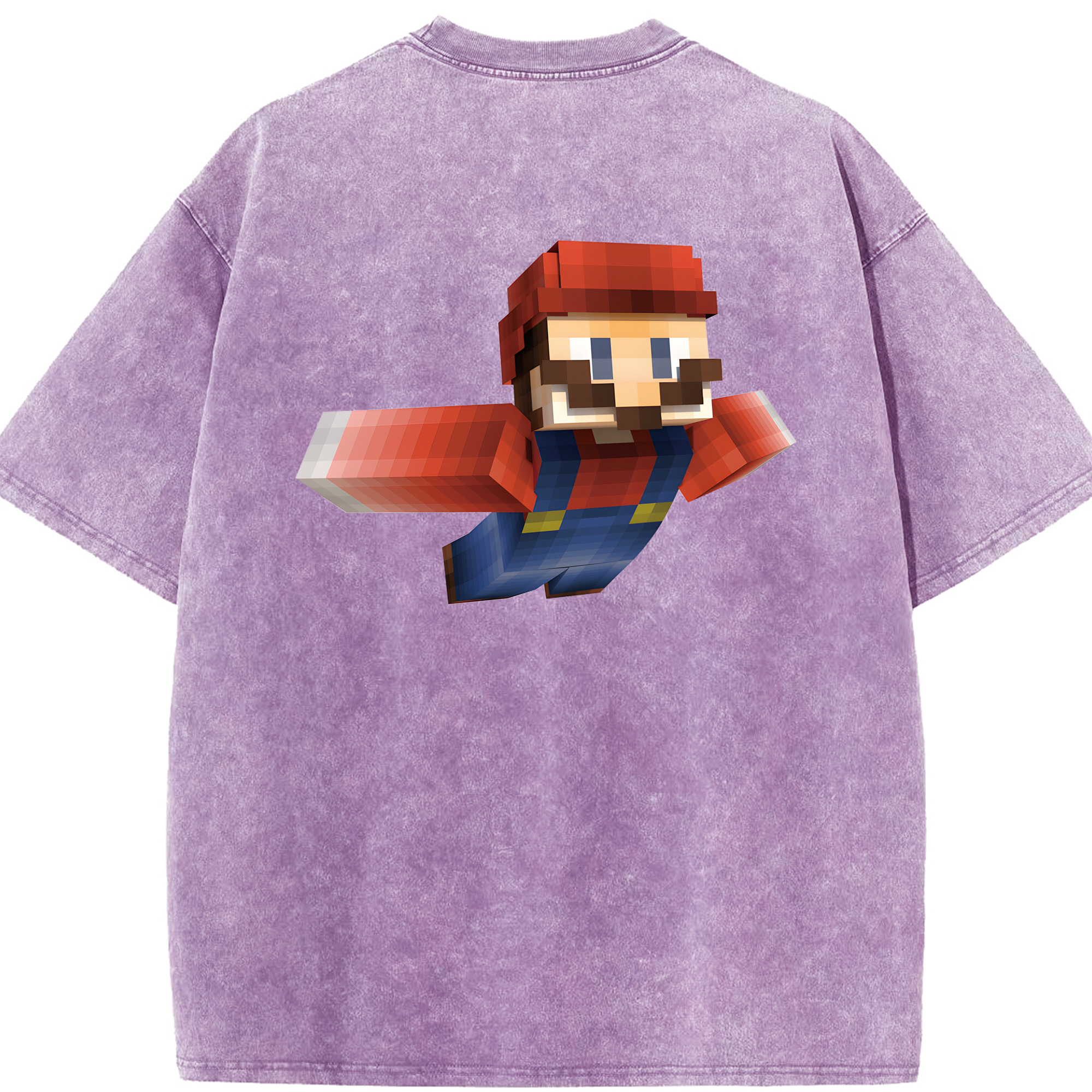 （画像用） マインクラフト ブロックの世界 Minecraft MC Block world 綿100% ヴィンテージ風 半袖Tシャツ（背面プリント）